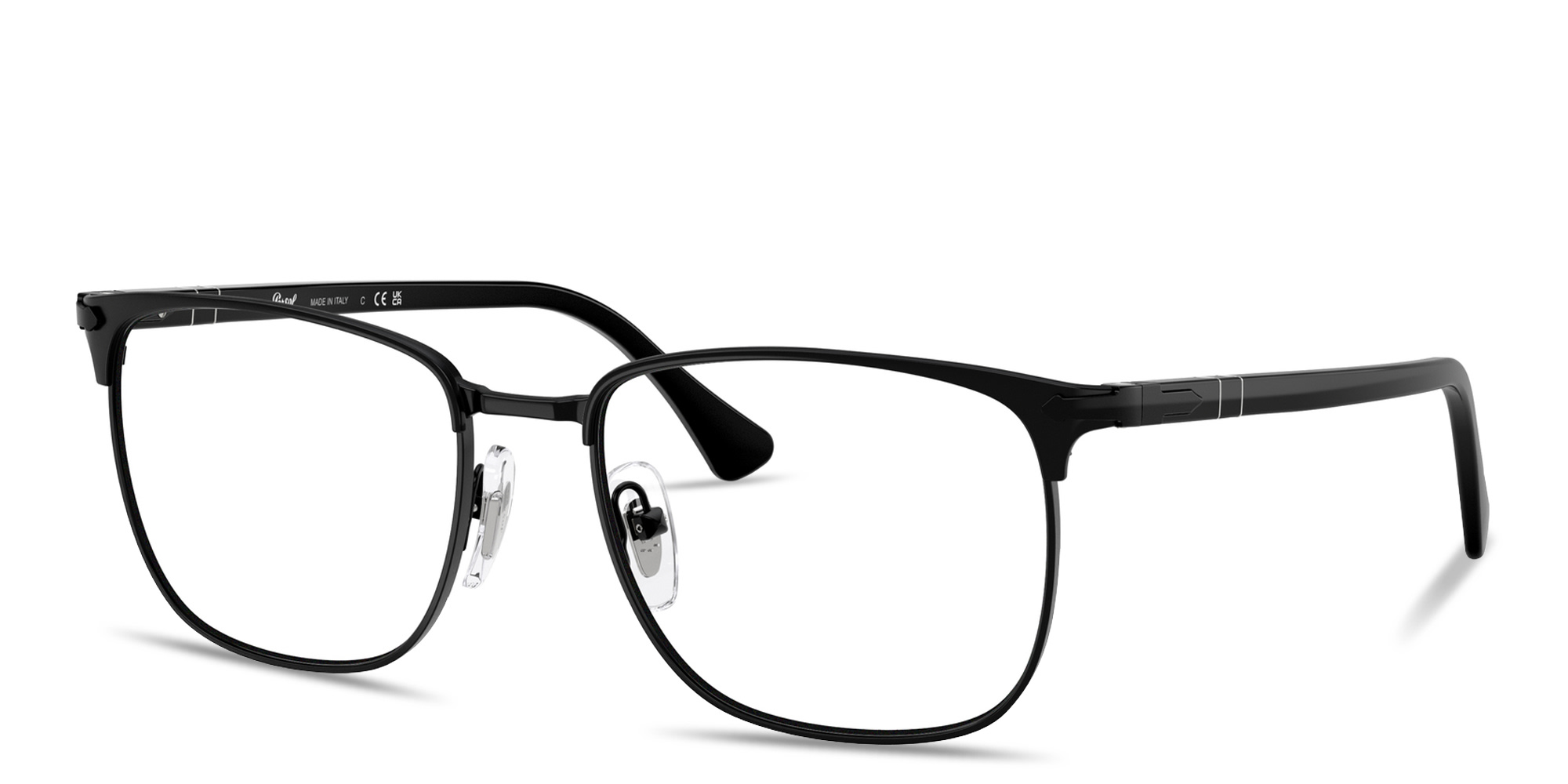 Shop PERSOL Unisex Square Eyeglasses in Black online.