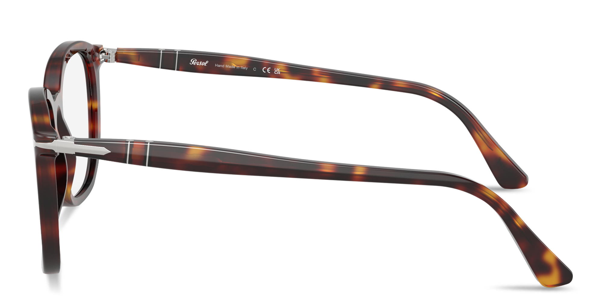 PERSOL Arrow Emblem Unisex Square Eyeglasses in Havana – Product Photo 3