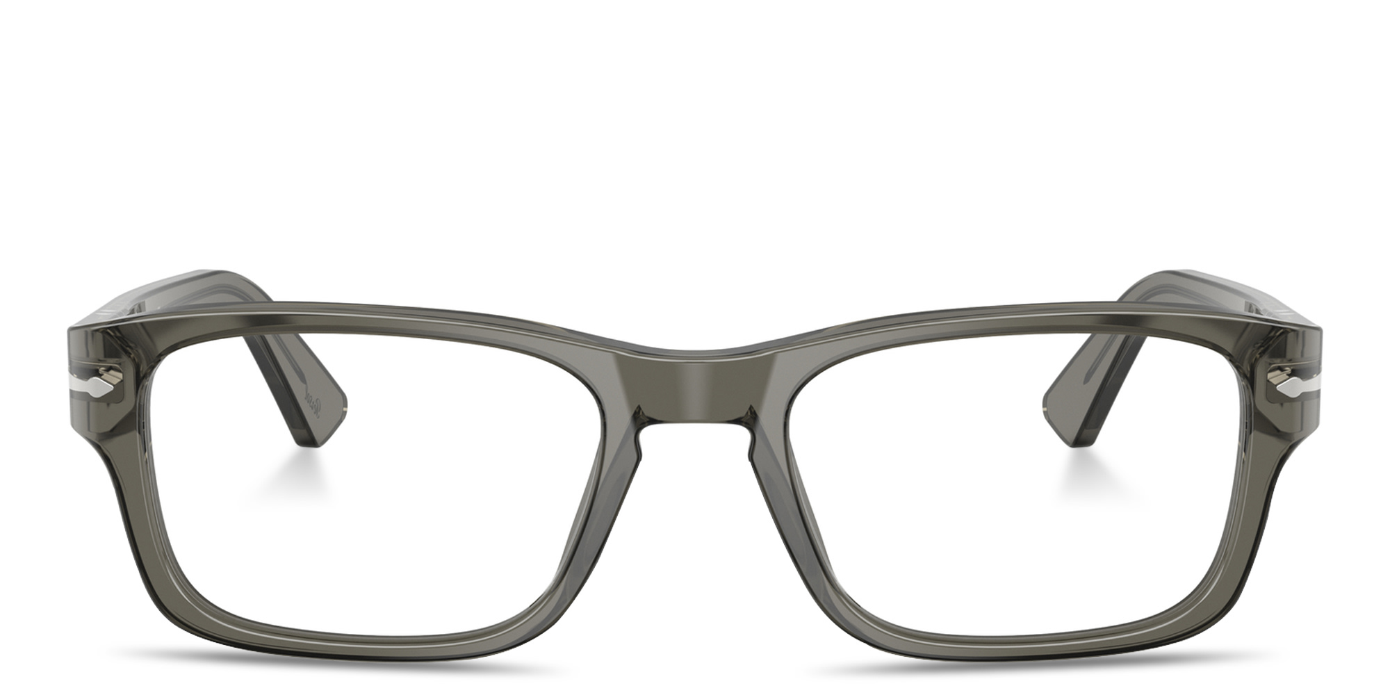 PERSOL Arrow Emblem Rectangle Eyeglasses in Smoke – Product Photo 1