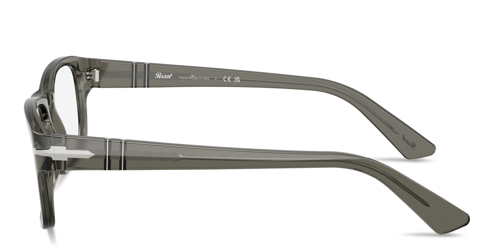 PERSOL Arrow Emblem Rectangle Eyeglasses in Smoke – Product Photo 3