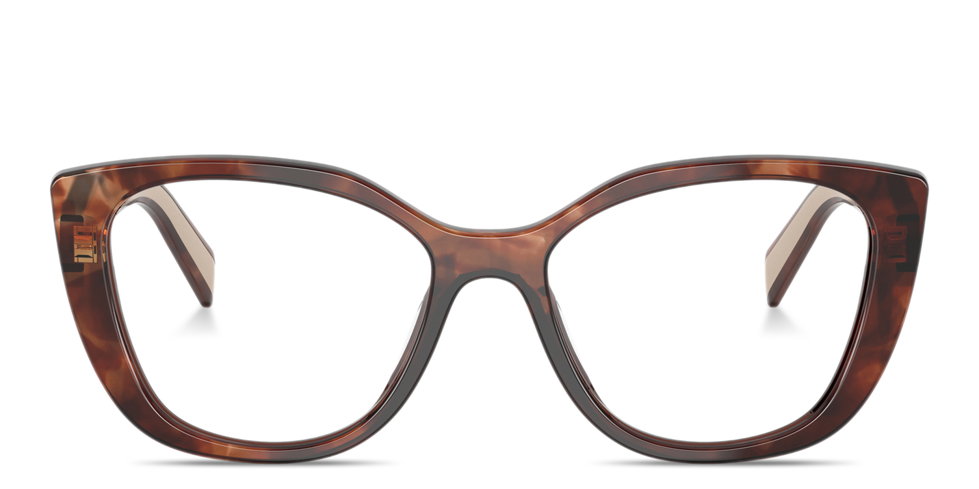 Shop PRADA Logo Signature Cat-Eye Eyeglasses in Havana Caramel online.