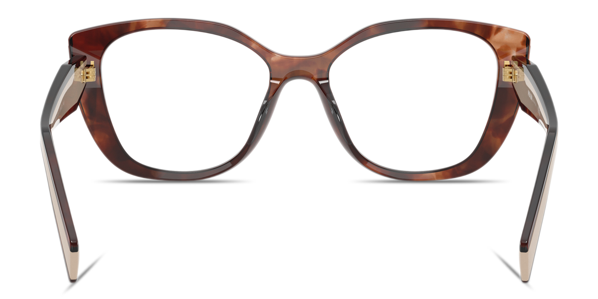 Shop PRADA Logo Signature Cat-Eye Eyeglasses in Havana Caramel online.