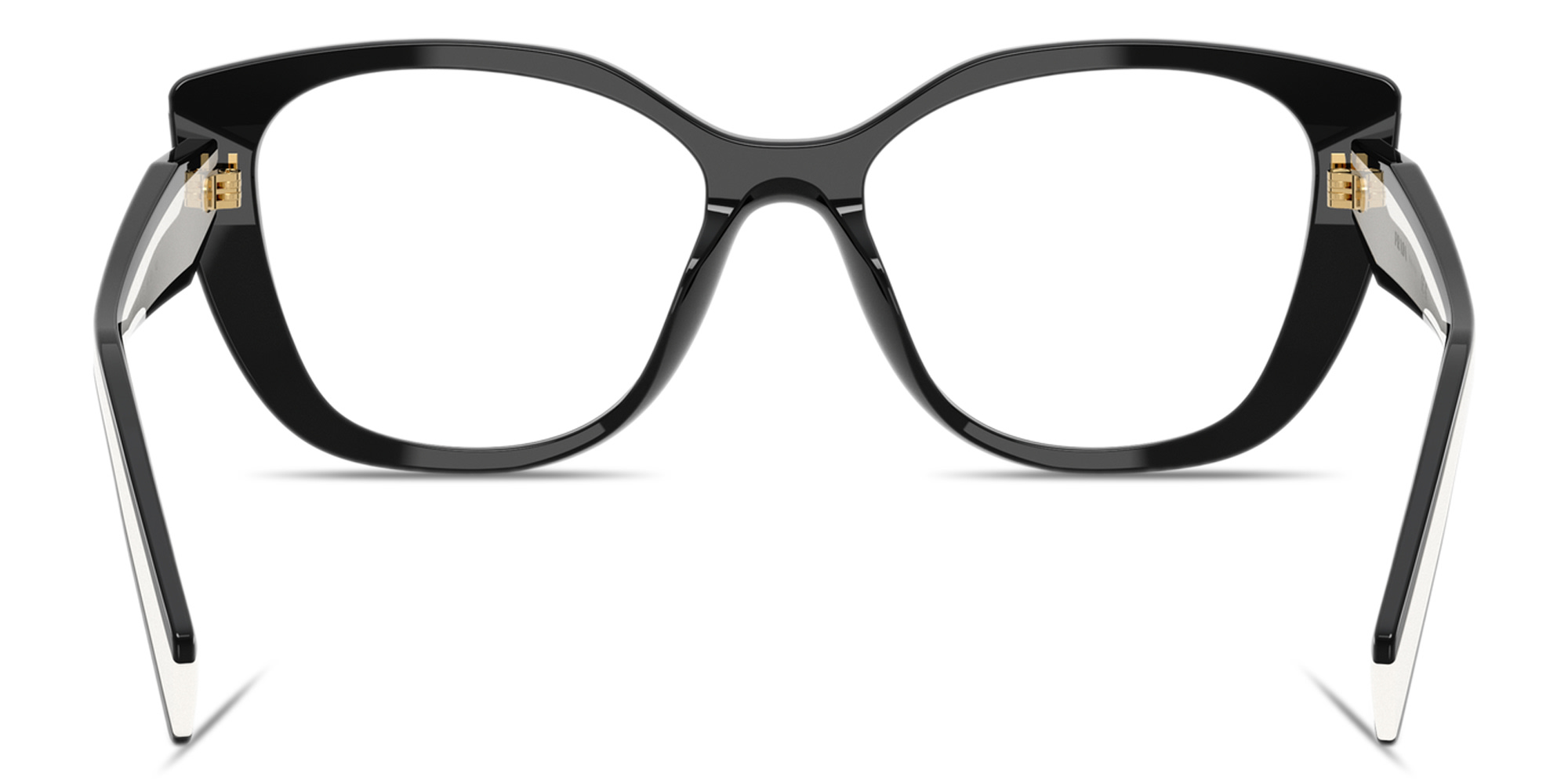 Shop PRADA Logo Signature Cat-Eye Eyeglasses in Black online.