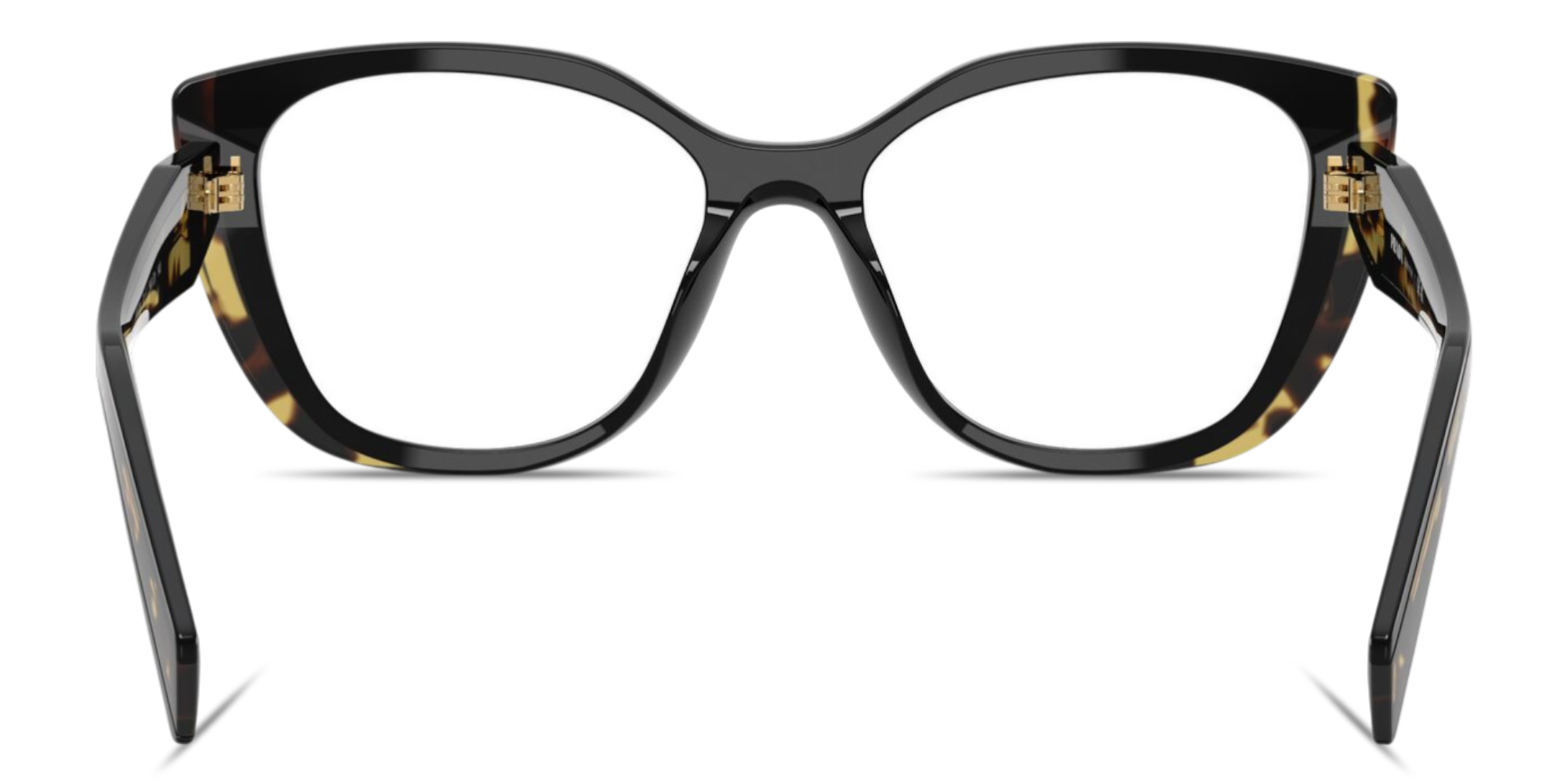 Shop PRADA Logo Signature Cat-Eye Eyeglasses in Black & Tortoise online.