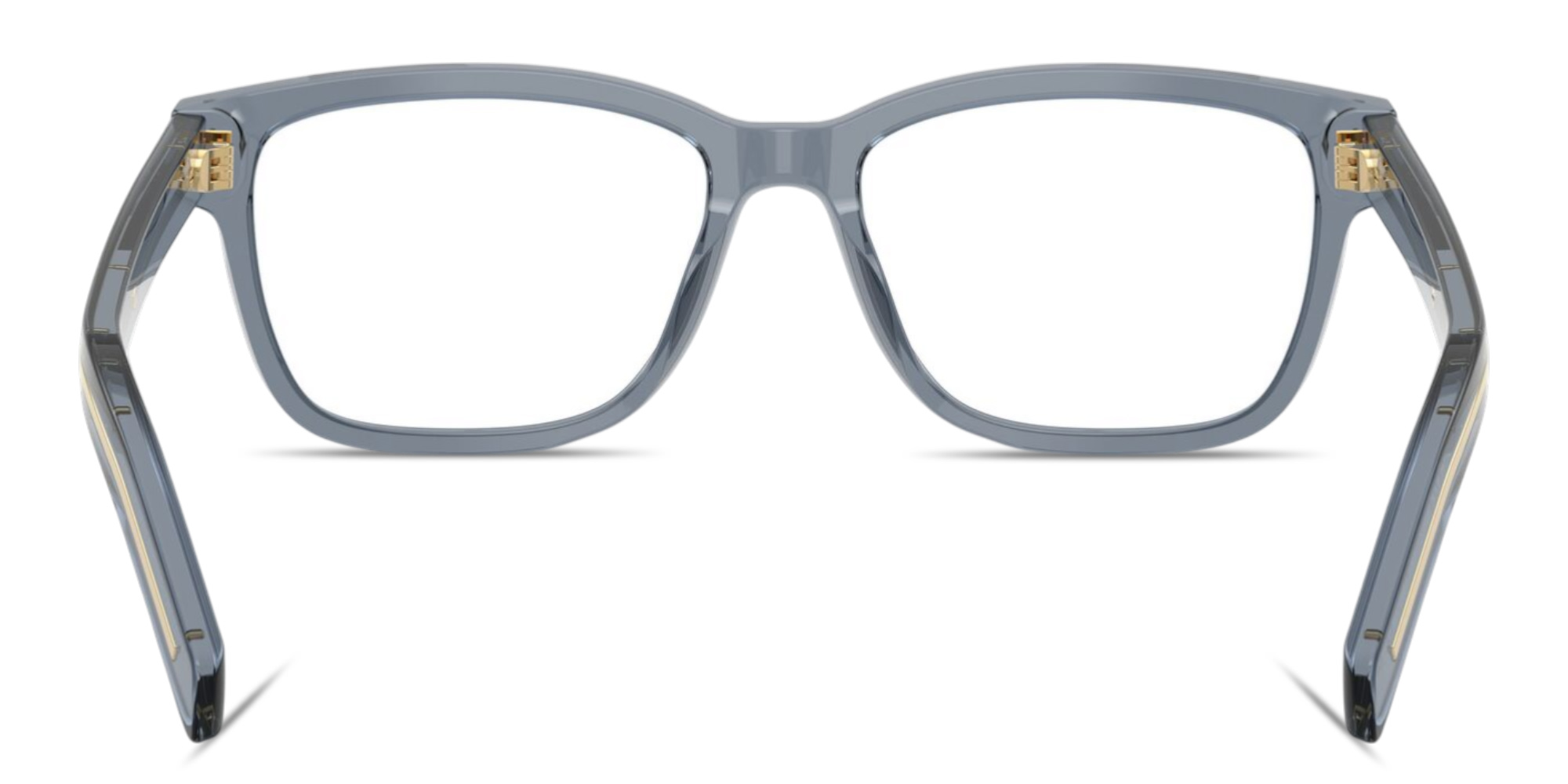 Shop PRADA Engraved Logo Wide Rectangle Eyeglasses in Transparent Ocean online.