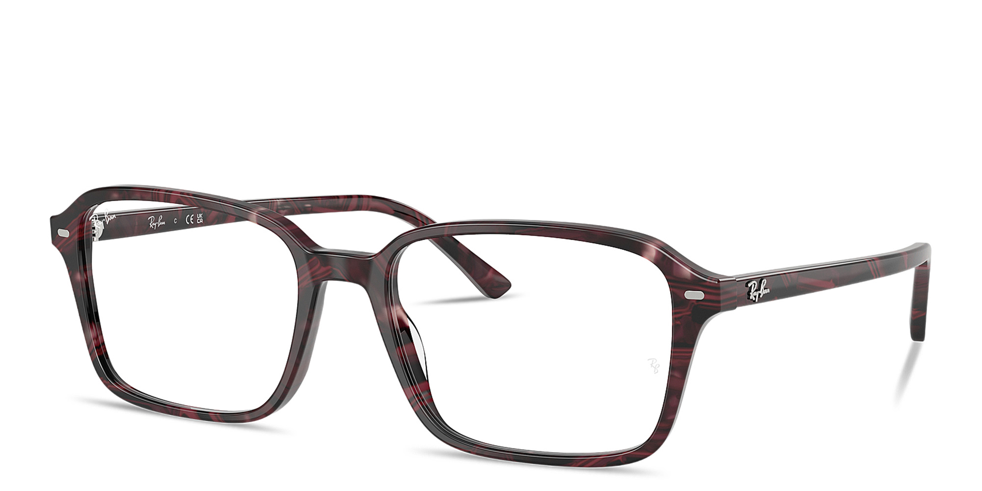 Shop Ray-Ban Raimond Optics Unisex Square Eyeglasses in Transparent Fantasy Violet Red online.