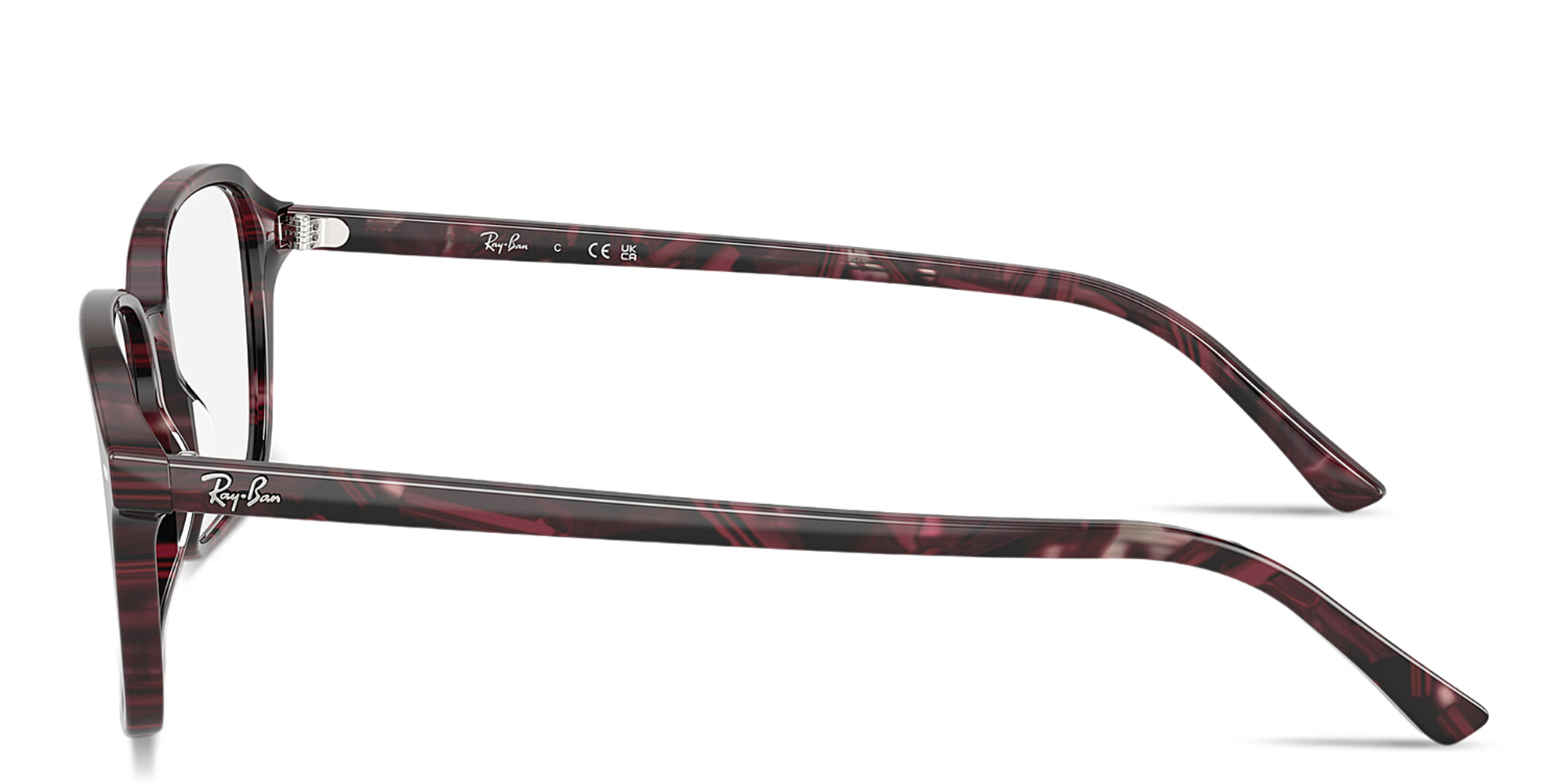 Shop Ray-Ban Raimond Optics Unisex Square Eyeglasses in Transparent Fantasy Violet Red online.