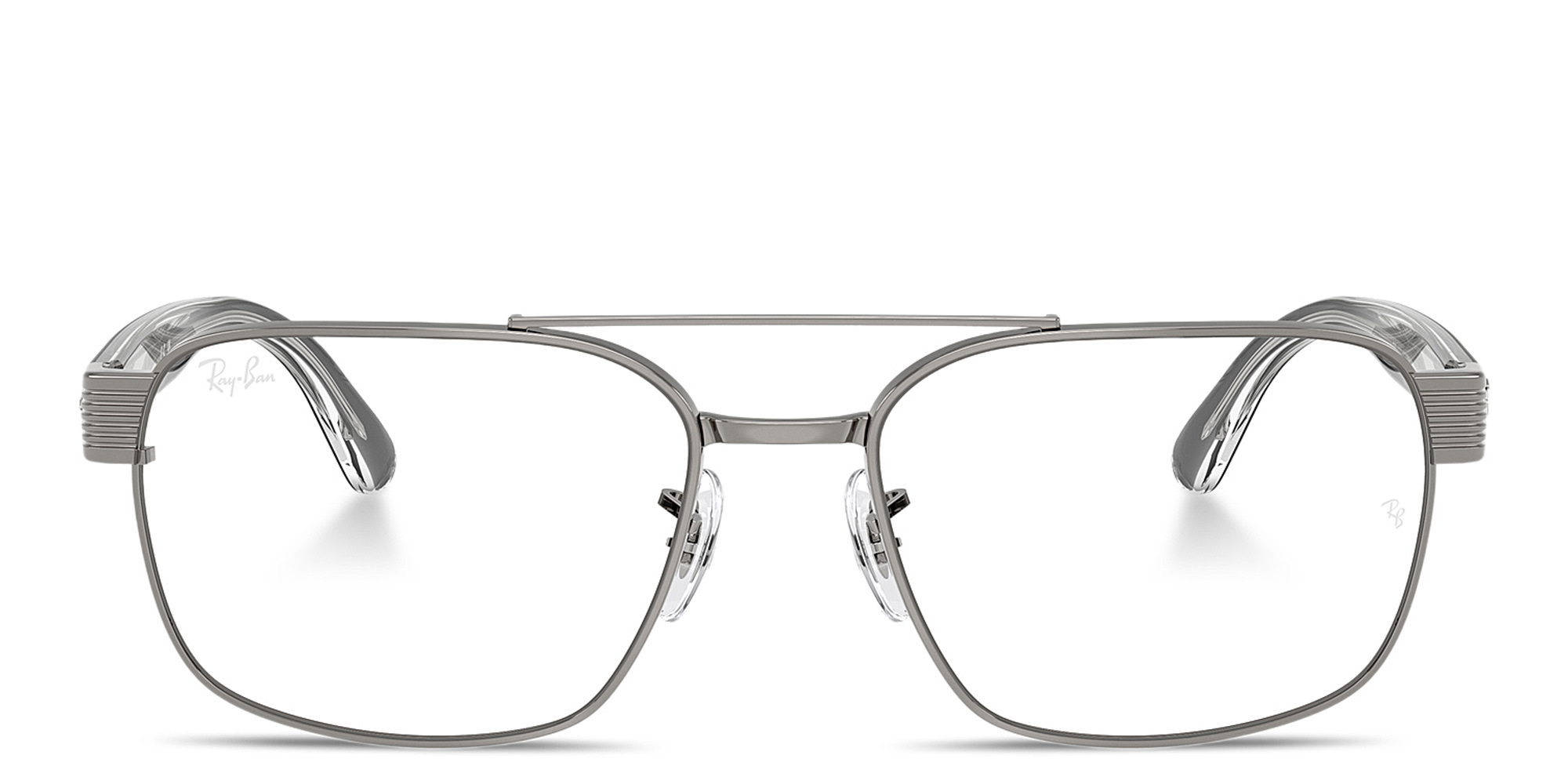 Shop Ray-Ban Optics Unisex Wide Square Eyeglasses in Gunmetal online.