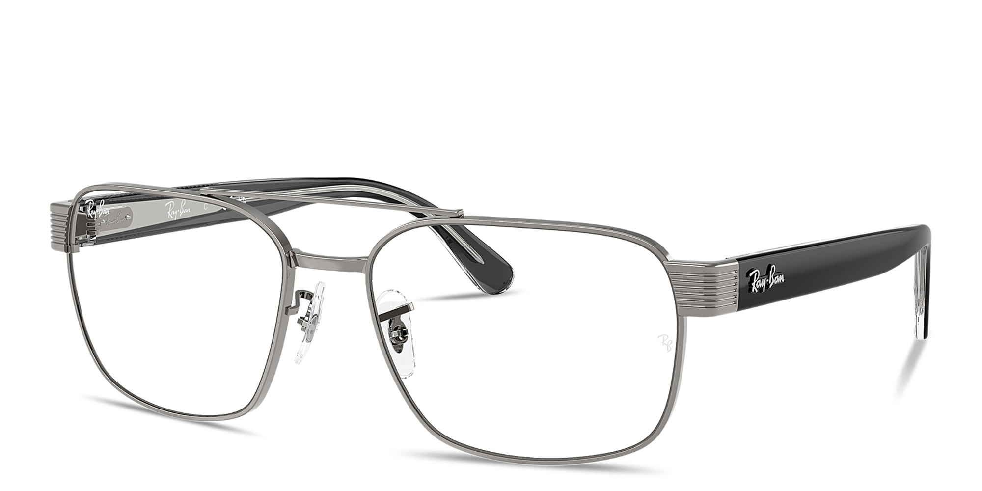 Shop Ray-Ban Optics Unisex Wide Square Eyeglasses in Gunmetal online.