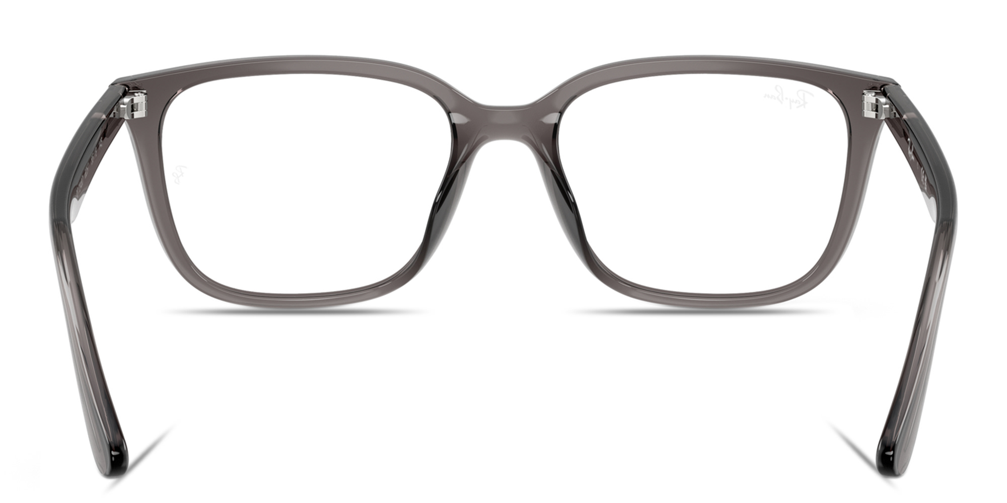 Shop Ray-Ban Embossed Logo Unisex Wide Square Eyeglasses in Transparent Opal Grey online.