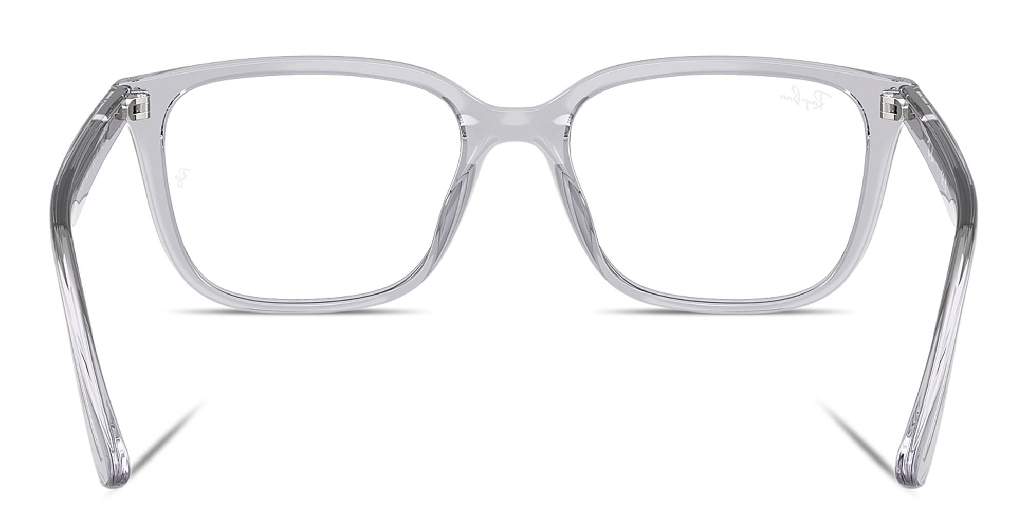 Shop Ray-Ban Embossed Logo Unisex Wide Square Eyeglasses in Transparent Light Grey online.