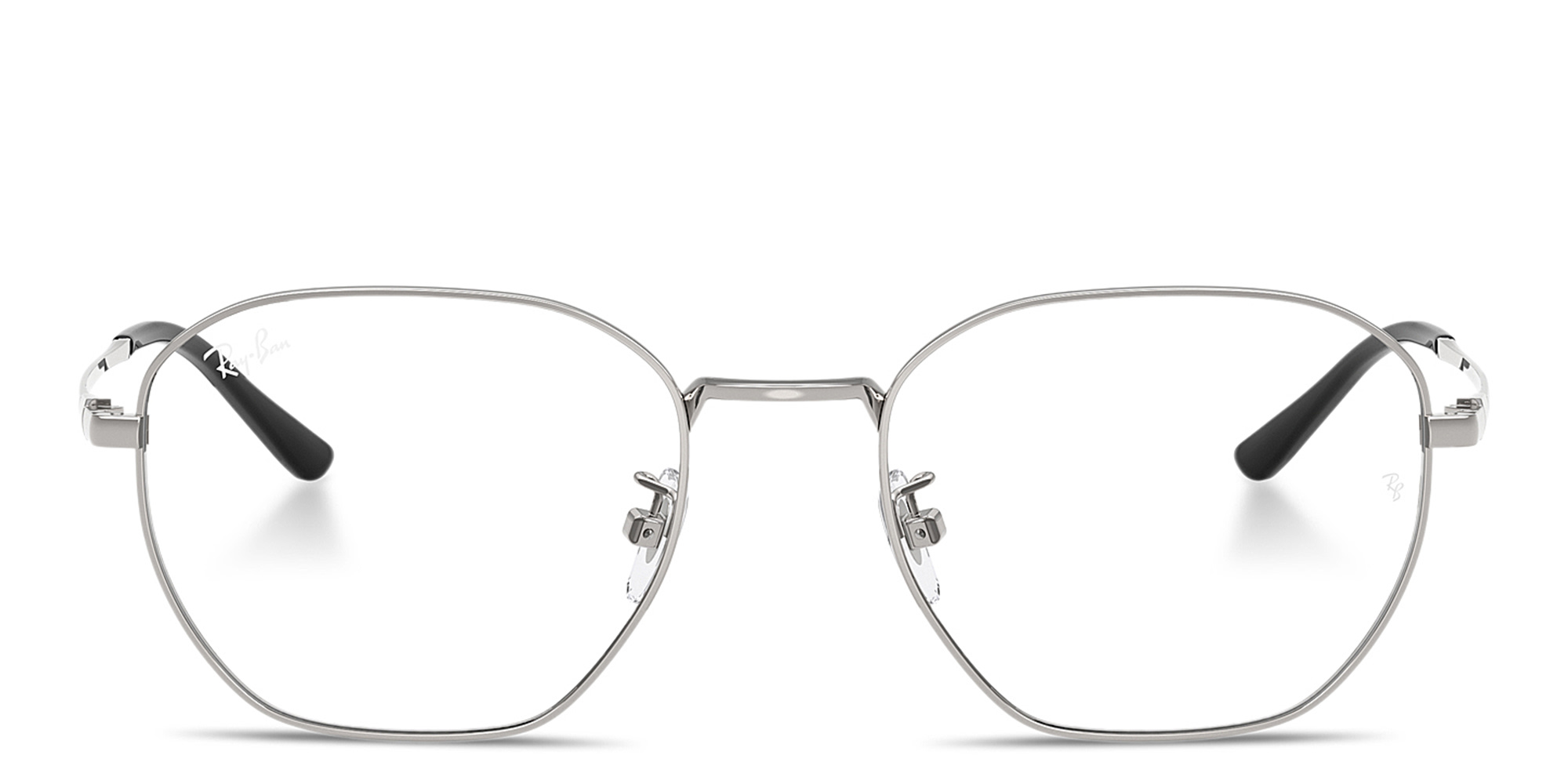 Shop Ray-Ban Logo-Engraved Unisex Irregular Eyeglasses in Silver online.