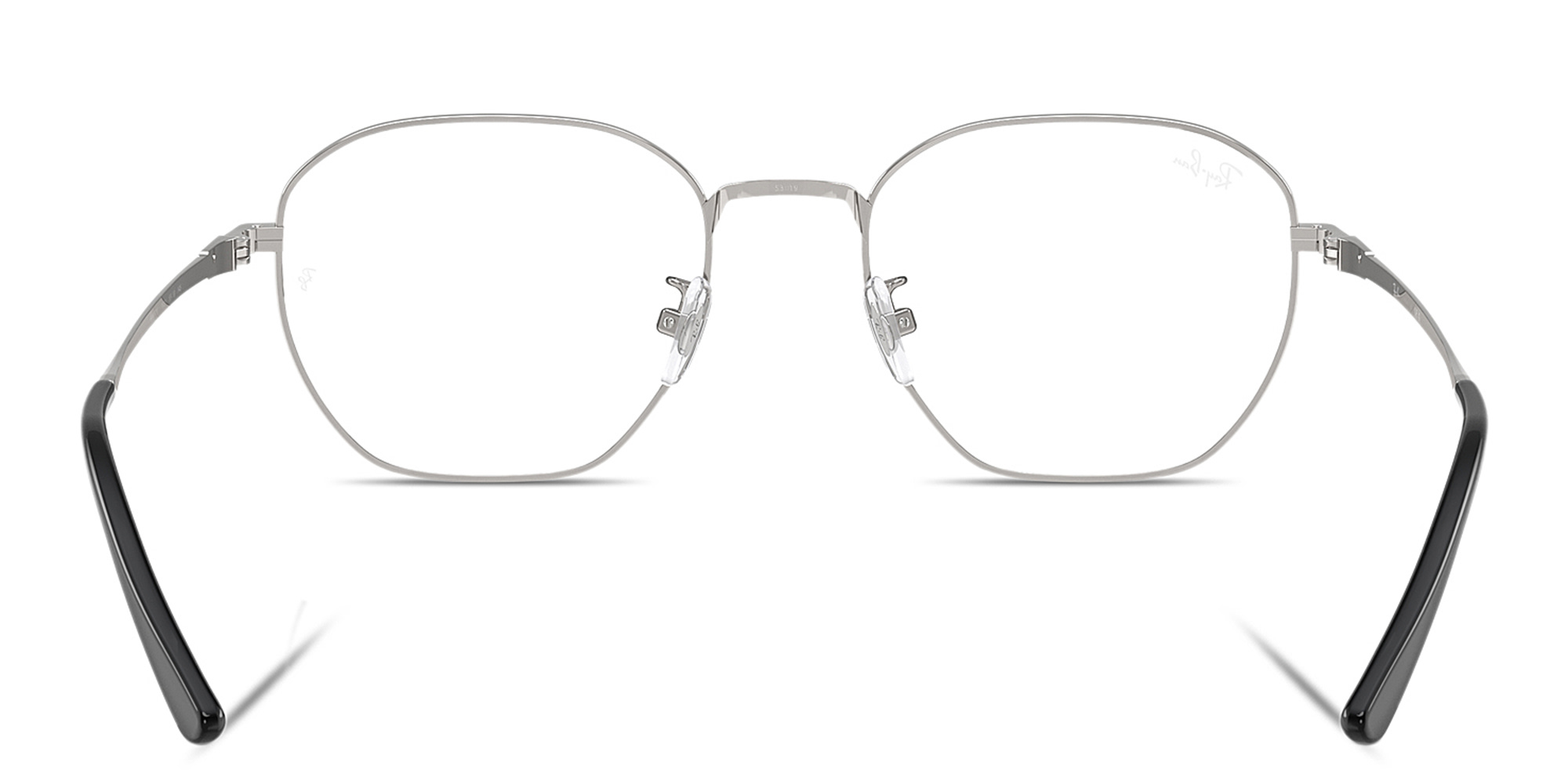 Shop Ray-Ban Logo-Engraved Unisex Irregular Eyeglasses in Silver online.