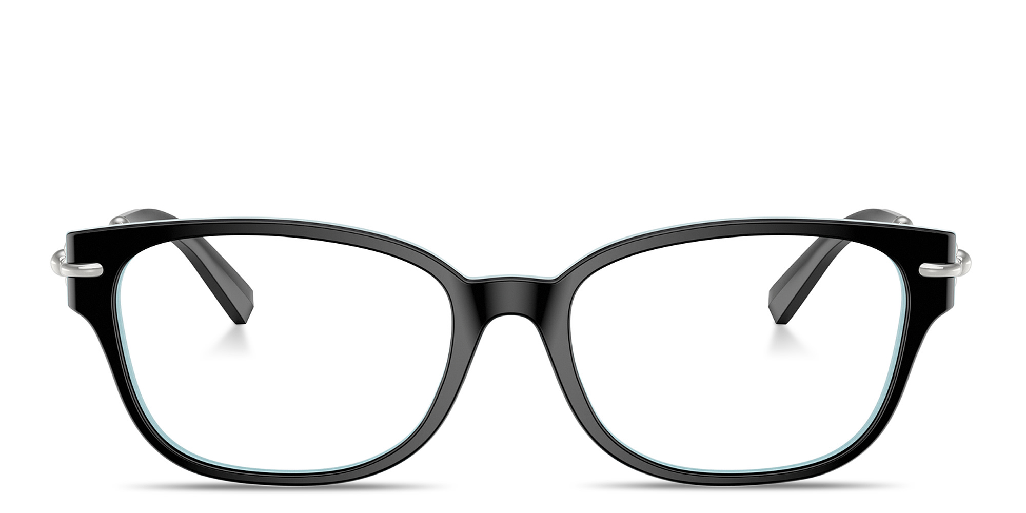 Shop TIFFANY Tiffany HardWear Pillow Eyeglasses in Black On Tiffany Blue online.