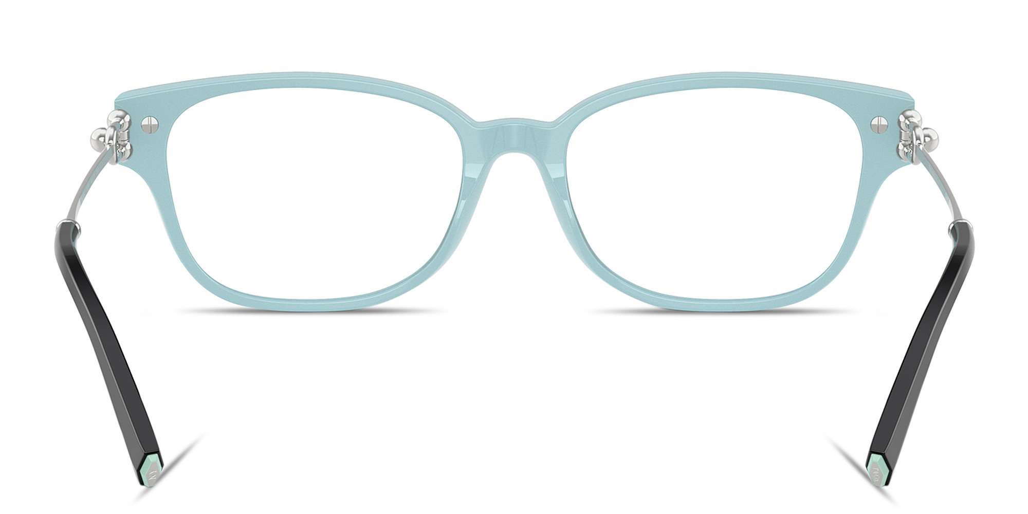 Shop TIFFANY Tiffany HardWear Pillow Eyeglasses in Black On Tiffany Blue online.