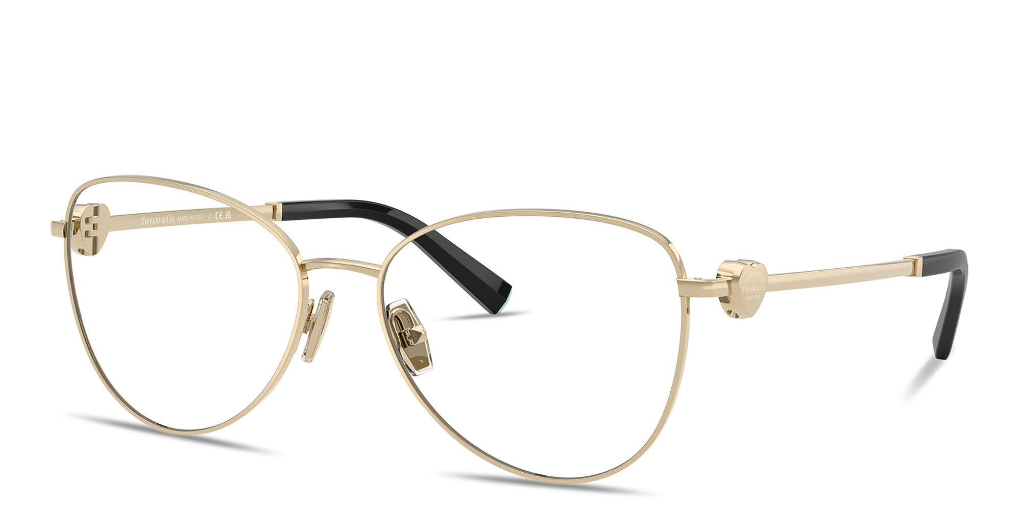 TIFFANY Heart Motif Wide Pilot Eyeglasses in Pale Gold – Product Photo 2