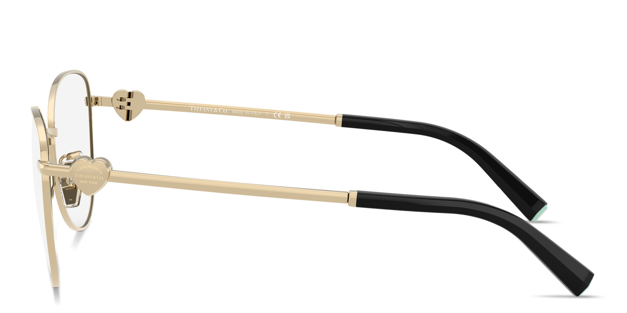 TIFFANY Heart Motif Wide Pilot Eyeglasses in Pale Gold – Product Photo 3