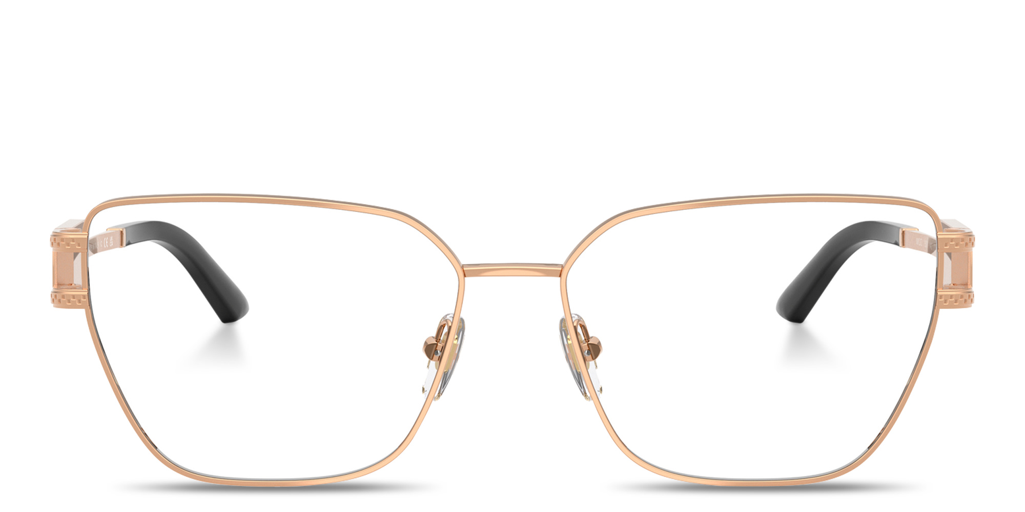 VERSACE Damier Plaque Wide Pillow Eyeglasses in Rose Gold – Product Photo 1