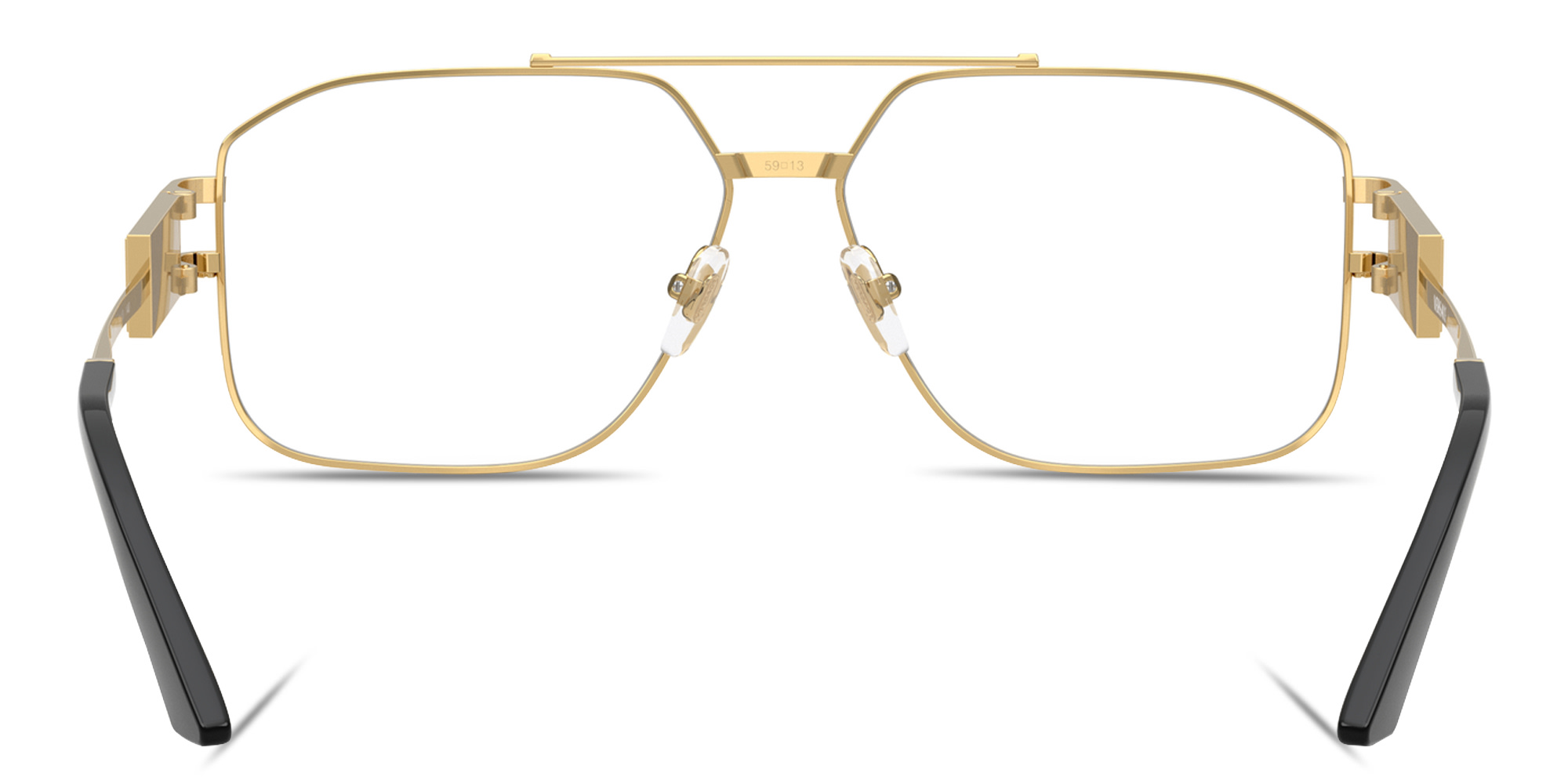 VERSACE Damier Plaque Wide Irregular Eyeglasses in Gold – Product Photo 4