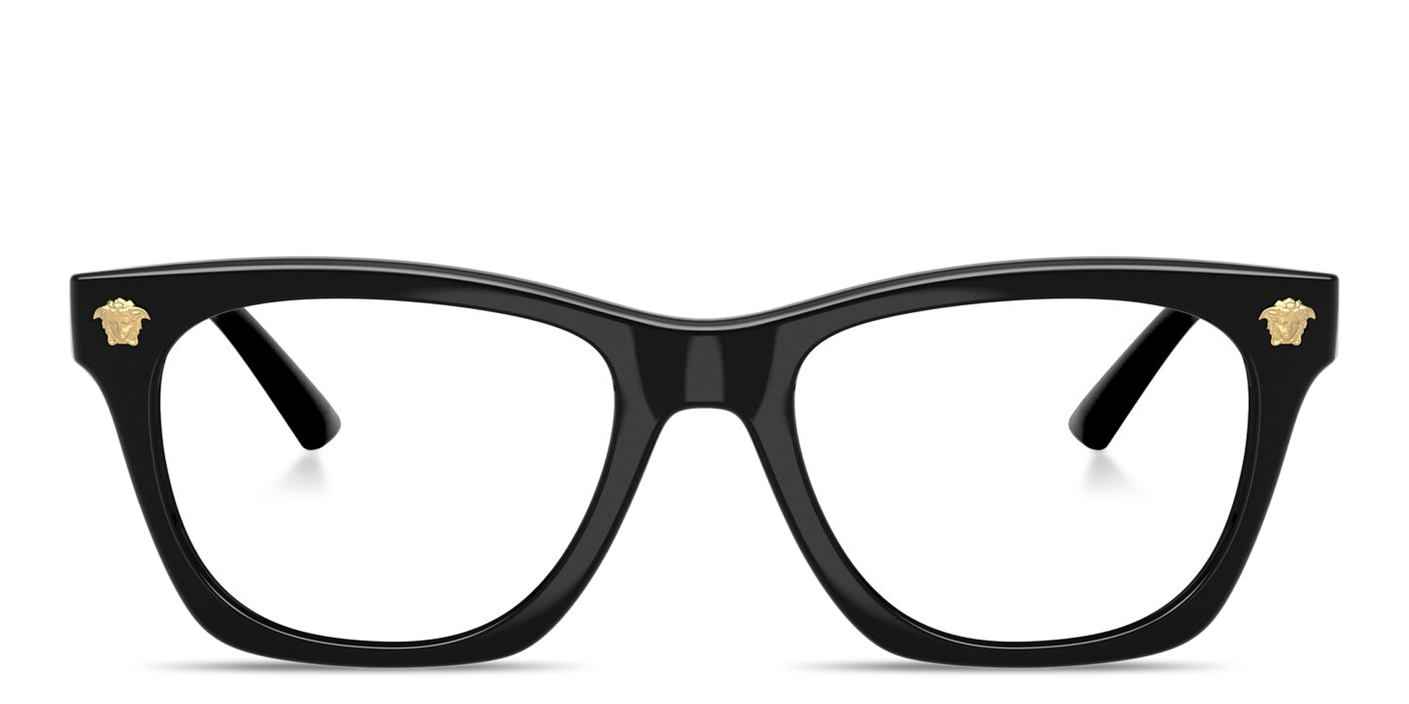 Shop VERSACE Medusa Square Eyeglasses in Black online.