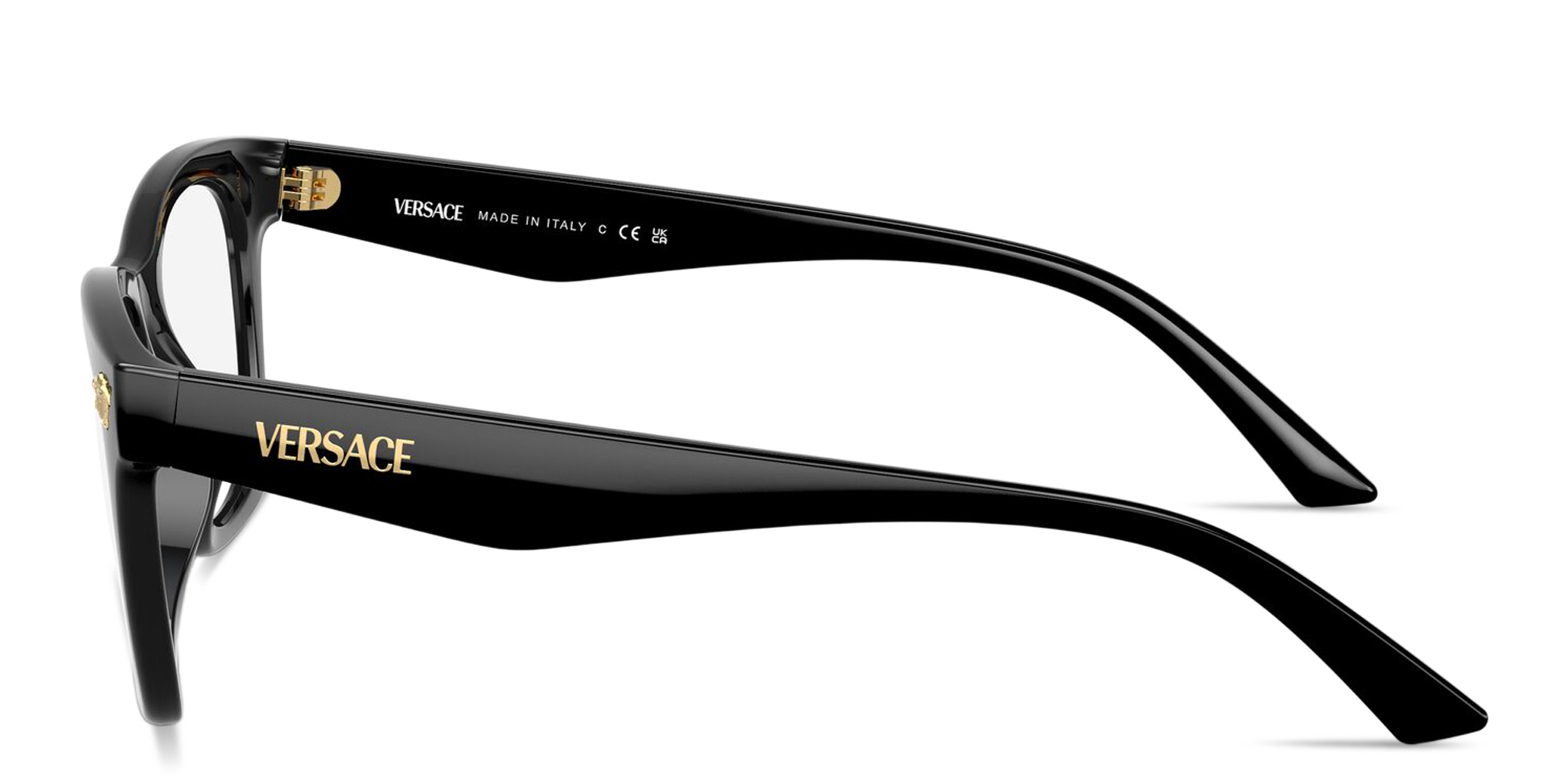 Shop VERSACE Medusa Square Eyeglasses in Black online.