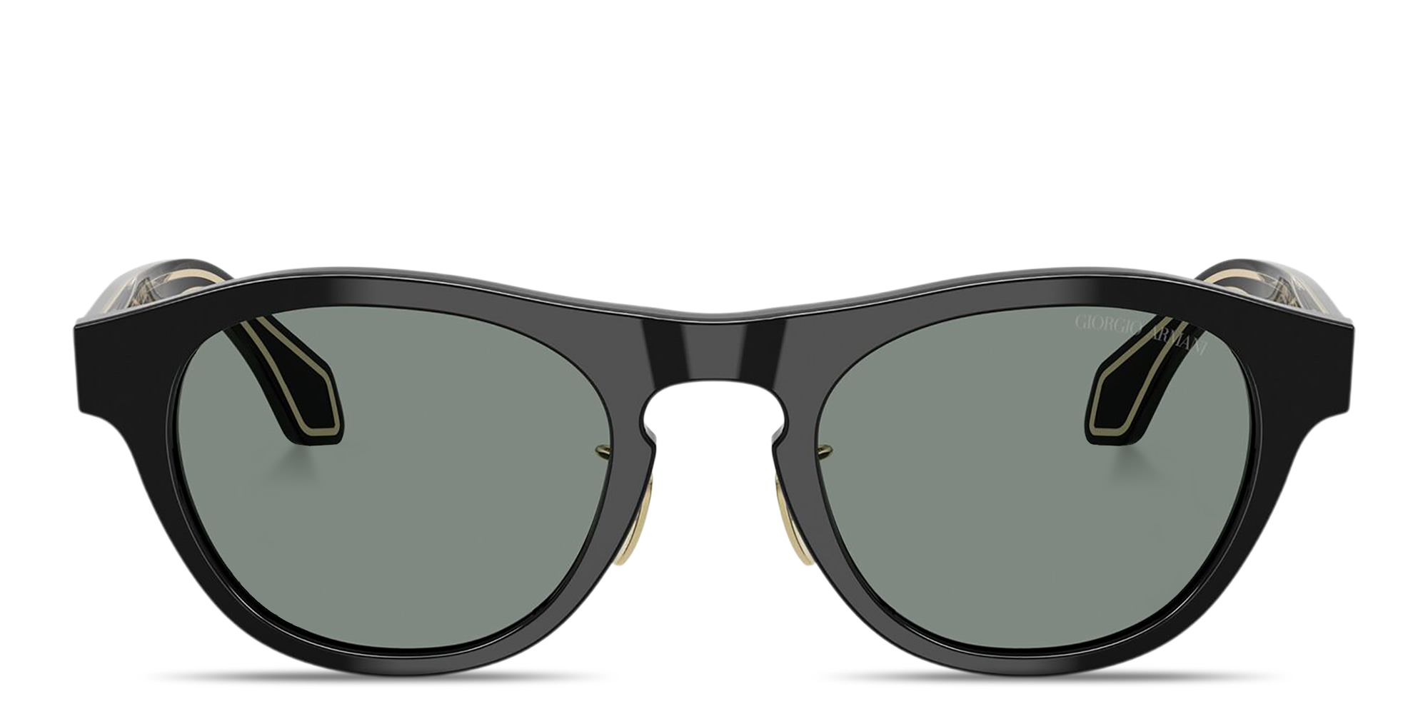 Shop Armani Exchange Oval Sunglasses in Black online.