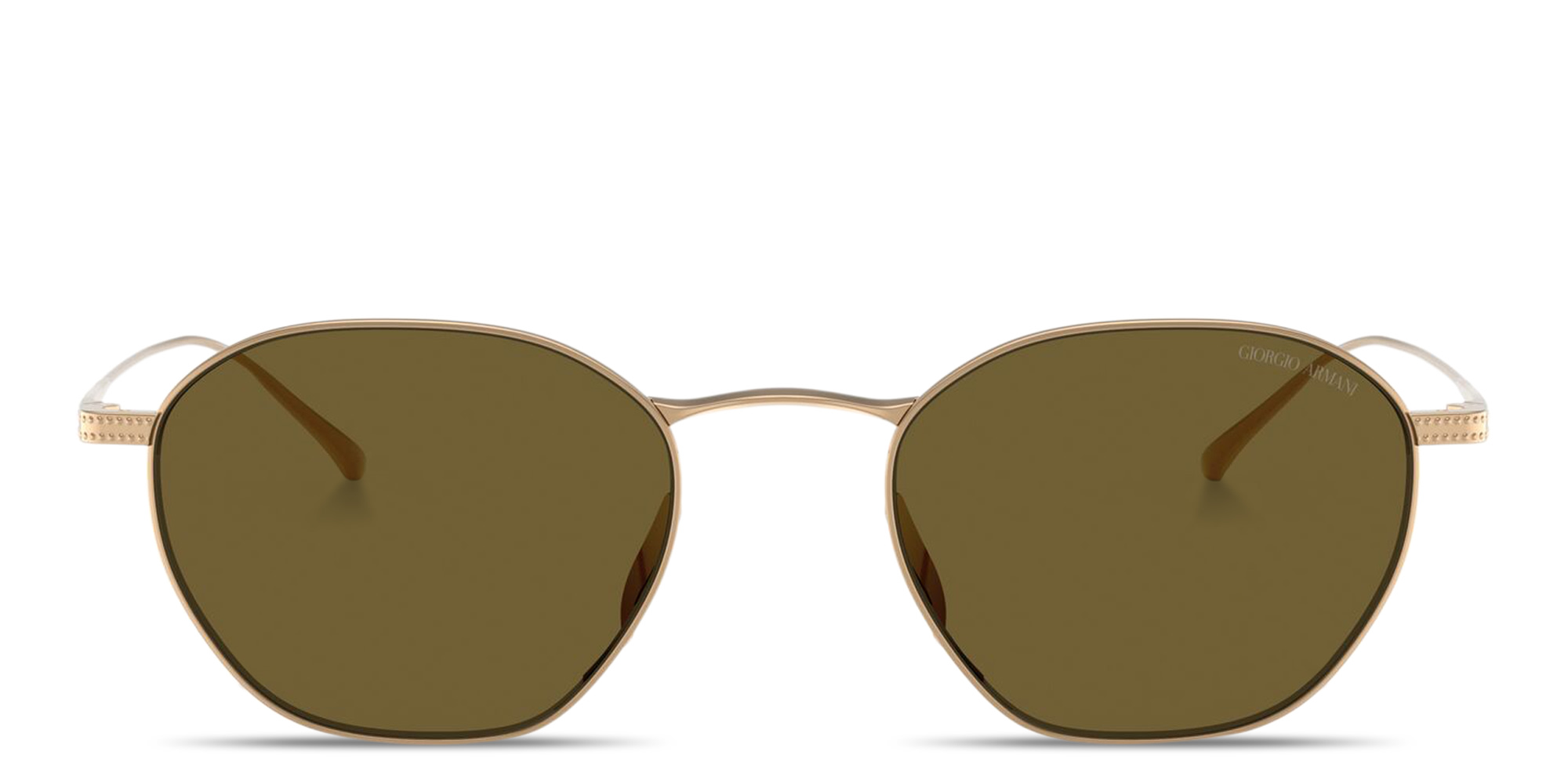 Shop GIORGIO ARMANI Engraved Logo Square Sunglasses in Rose Gold online.
