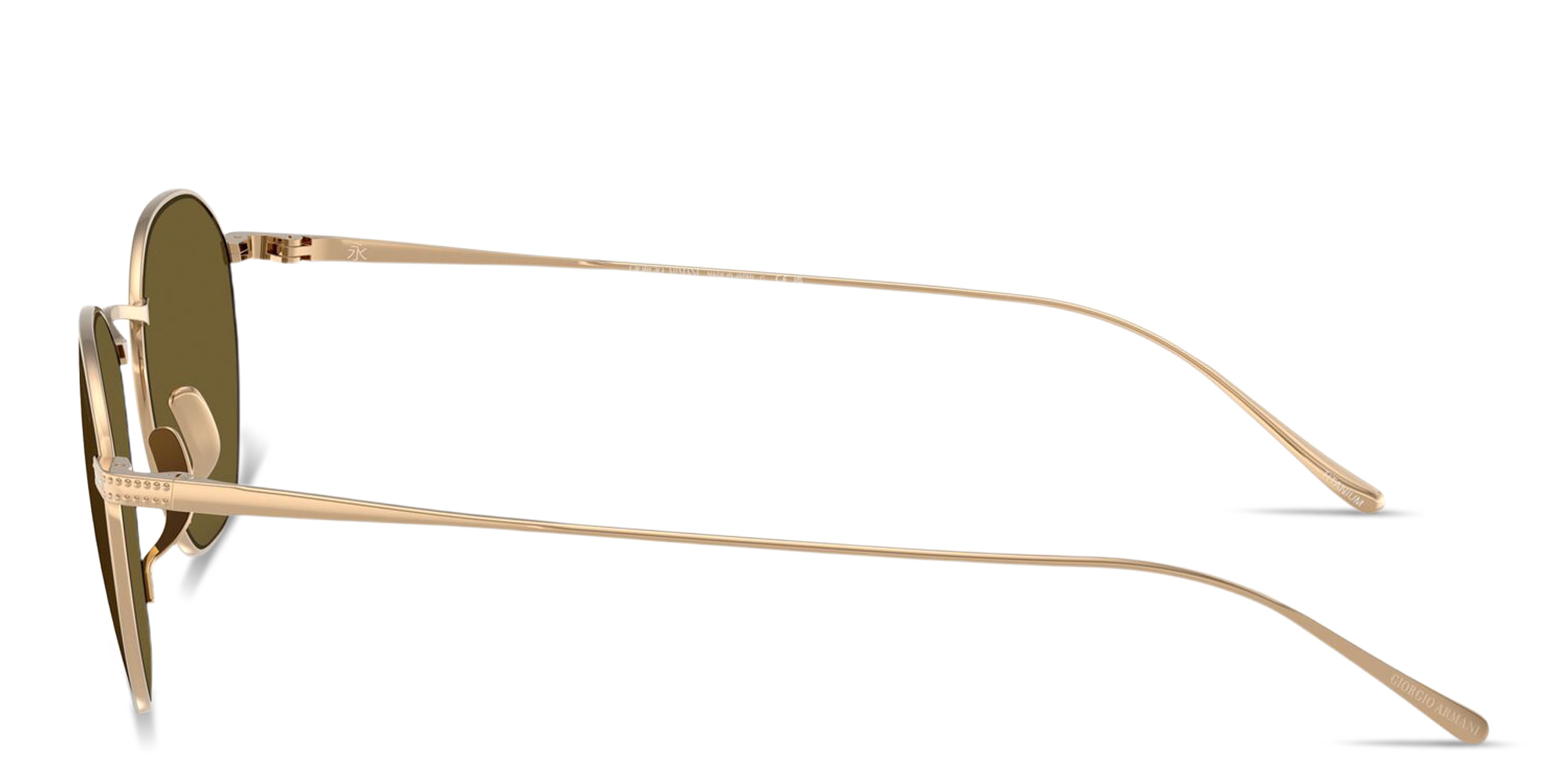 Shop GIORGIO ARMANI Engraved Logo Square Sunglasses in Rose Gold online.