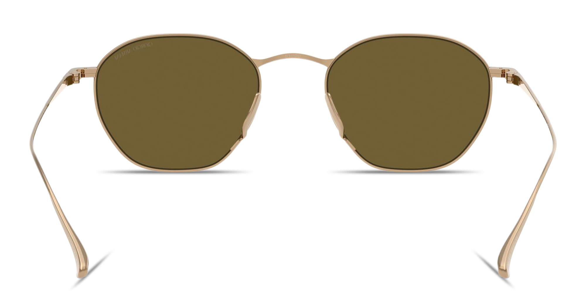 Shop GIORGIO ARMANI Engraved Logo Square Sunglasses in Rose Gold online.