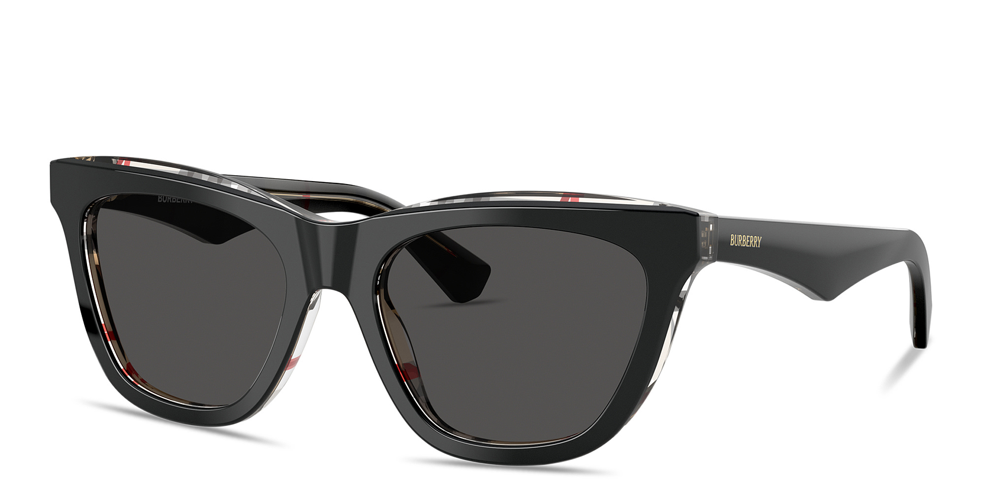 Shop BURBERRY The Essentials Cat-Eye Sunglasses in Top Black On Vintage Check online.