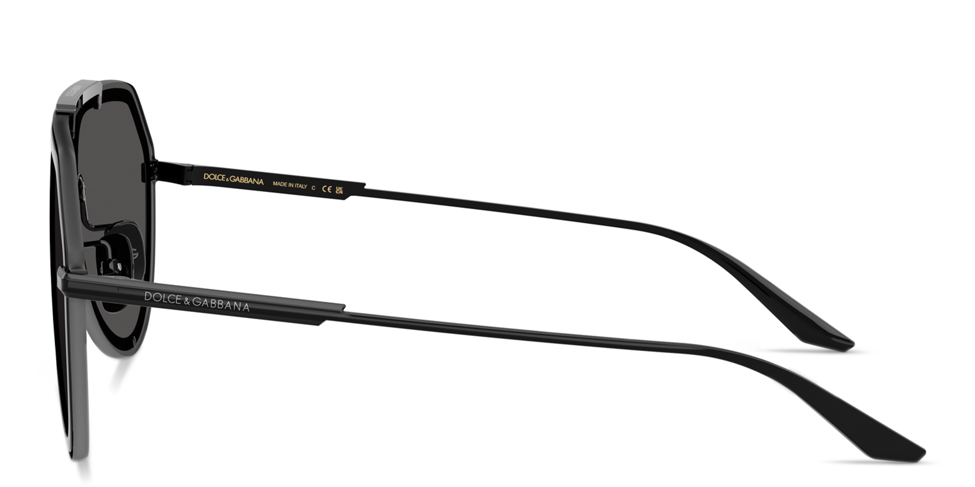 Shop Dolce & Gabbana Engraved Logo Pilot Sunglasses in Black online.