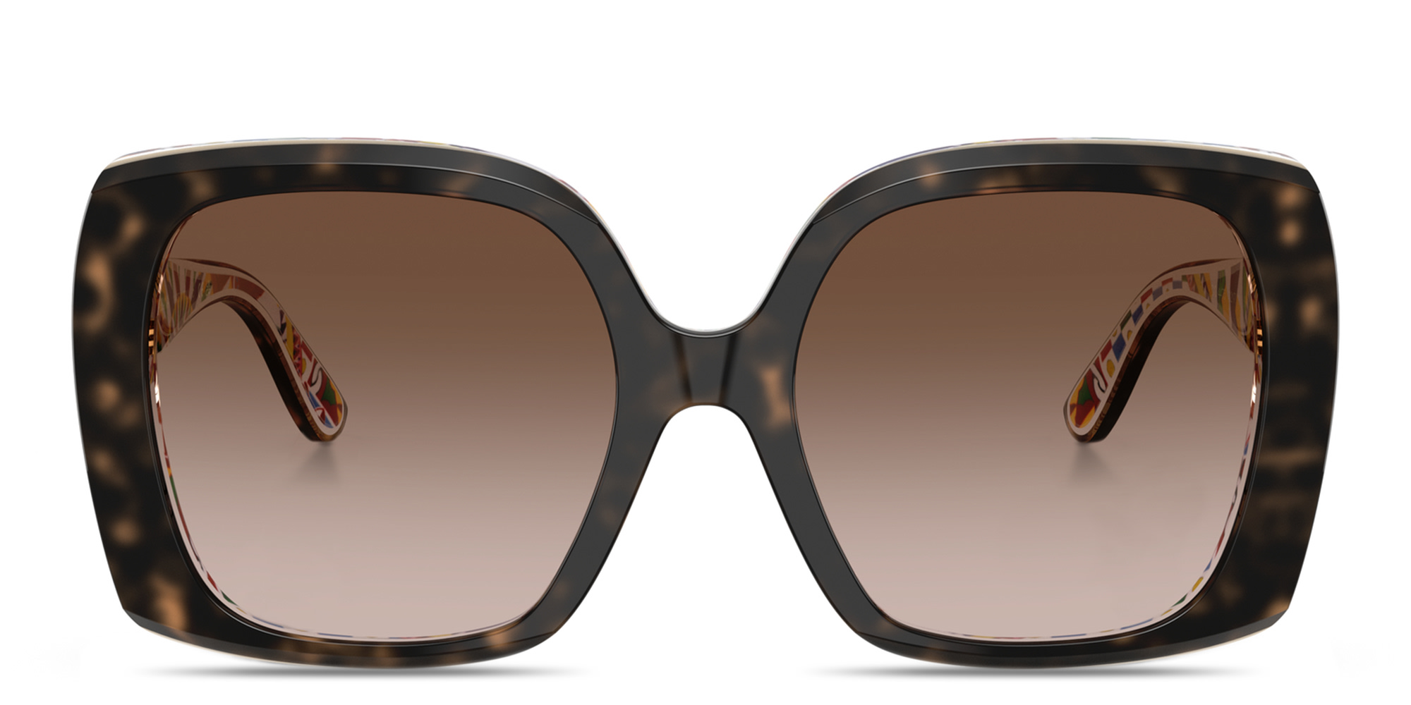 Shop Dolce & Gabbana DNA Oversized Square Sunglasses in Havana On White Barrow online.