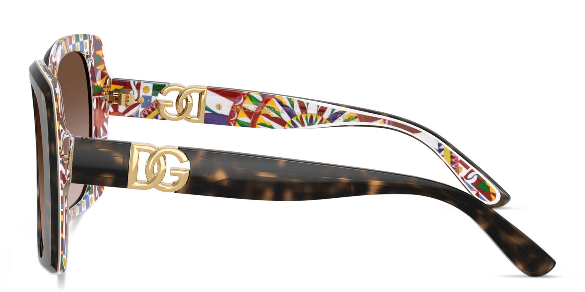 Shop Dolce & Gabbana DNA Oversized Square Sunglasses in Havana On White Barrow online.