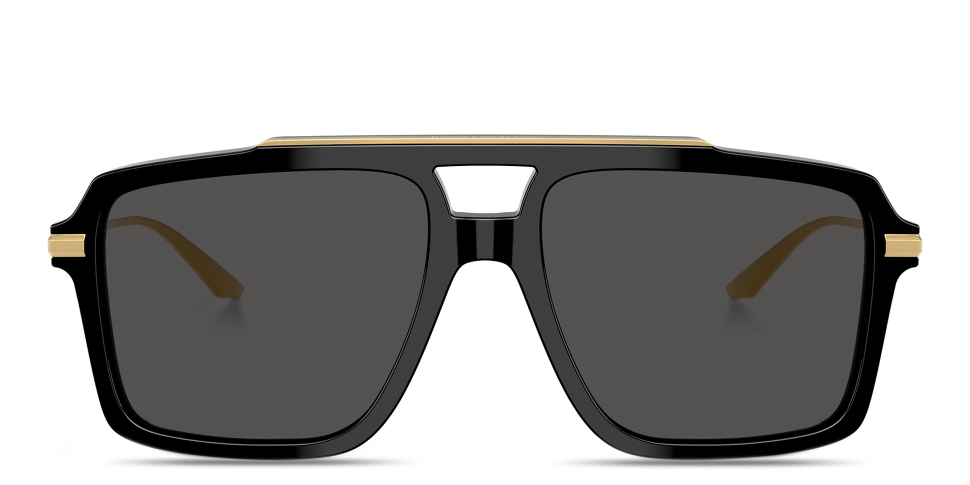Shop Dolce & Gabbana Engraved Logo Pilot Sunglasses in Black online.