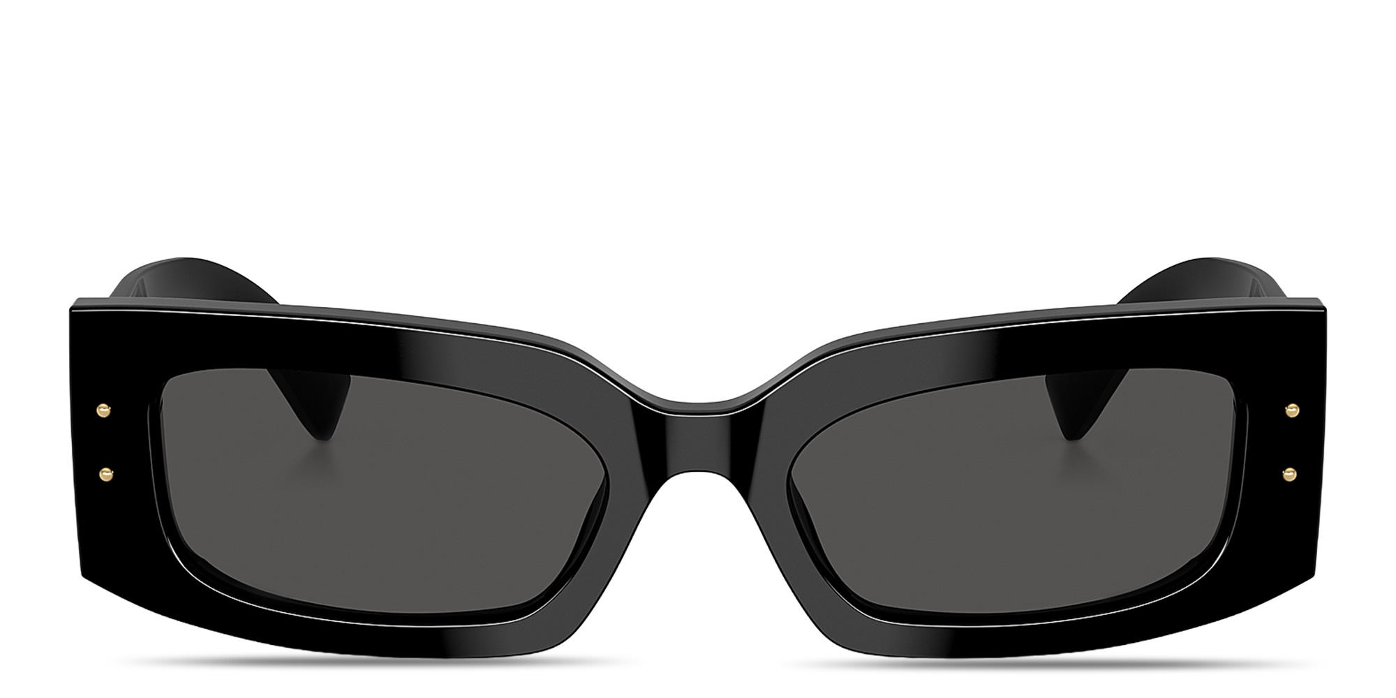 Shop Dolce & Gabbana Engraved Logo Rectangle Sunglasses in Black online.