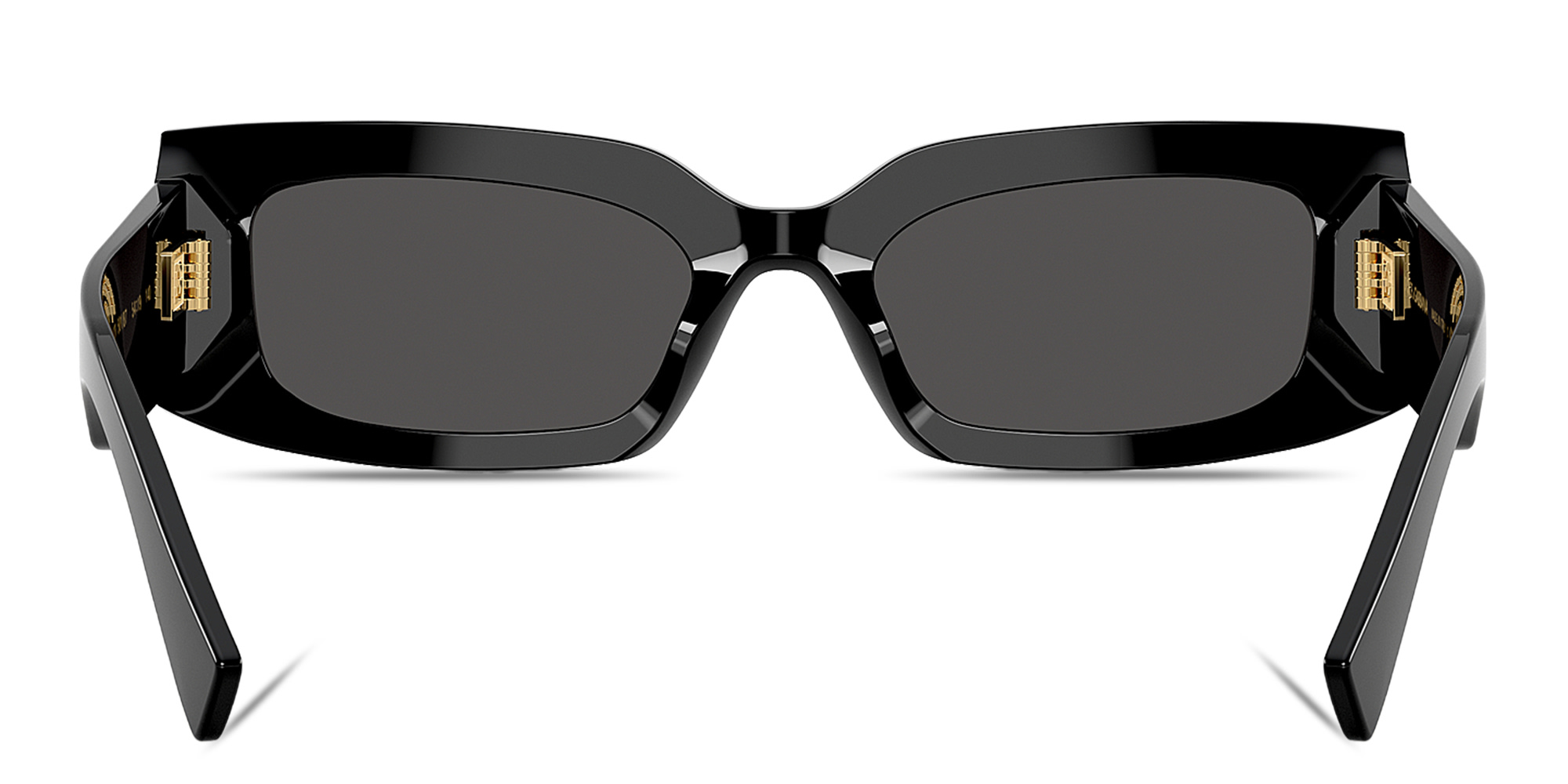 Shop Dolce & Gabbana Engraved Logo Rectangle Sunglasses in Black online.