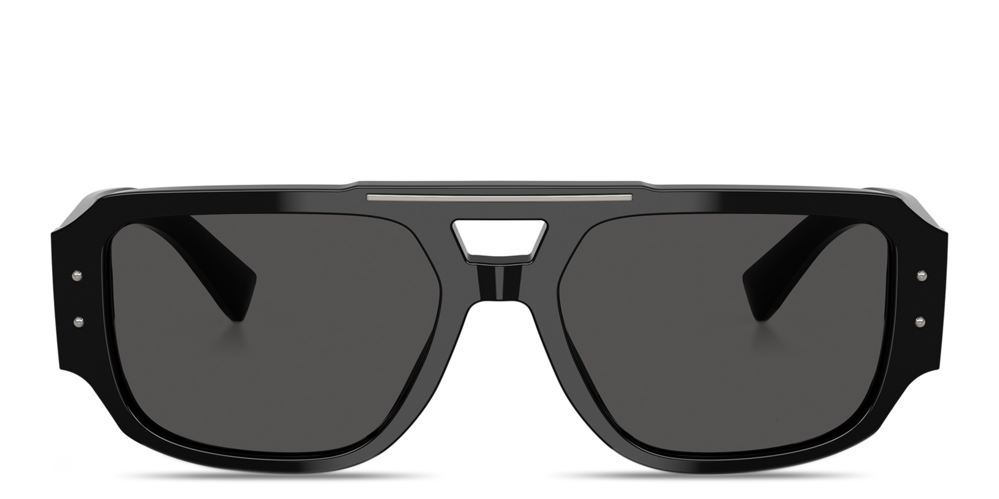 Shop Dolce & Gabbana Engraved Logo Aviator Sunglasses in Black online.