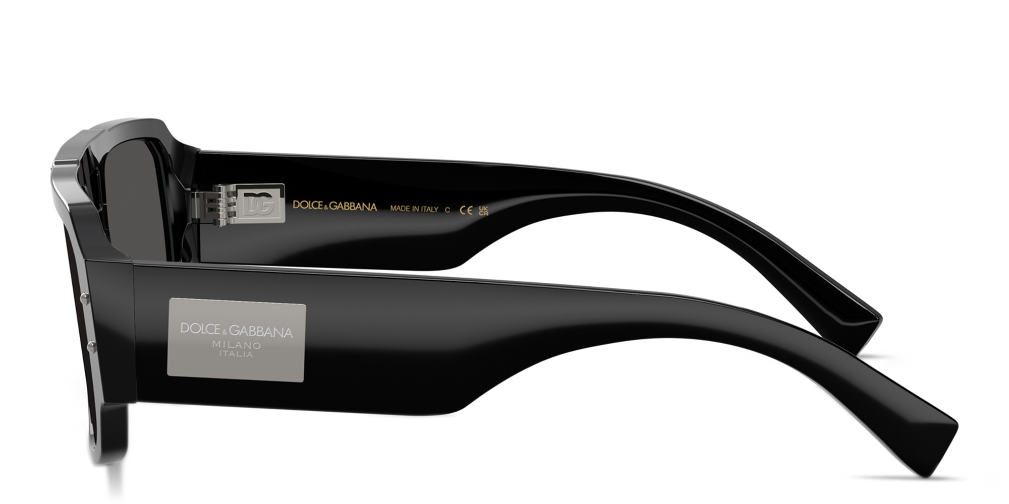 Shop Dolce & Gabbana Engraved Logo Aviator Sunglasses in Black online.