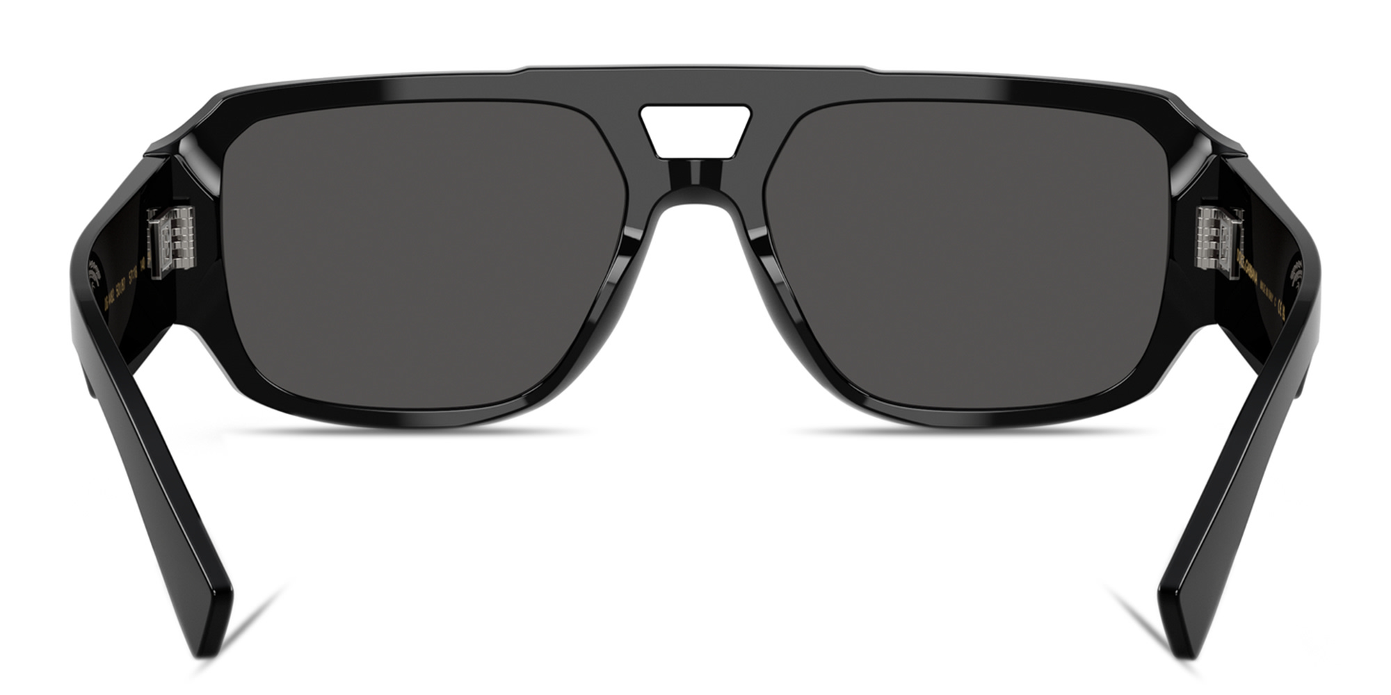 Shop Dolce & Gabbana Engraved Logo Aviator Sunglasses in Black online.