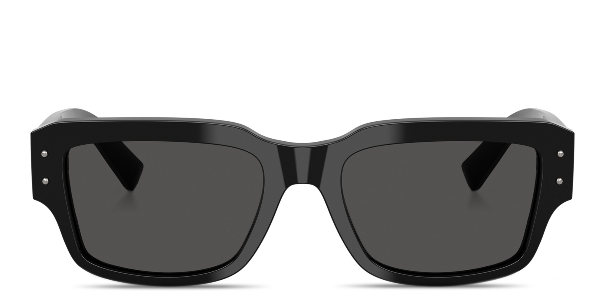 Shop Dolce & Gabbana Engraved Logo Square Sunglasses in Black online.