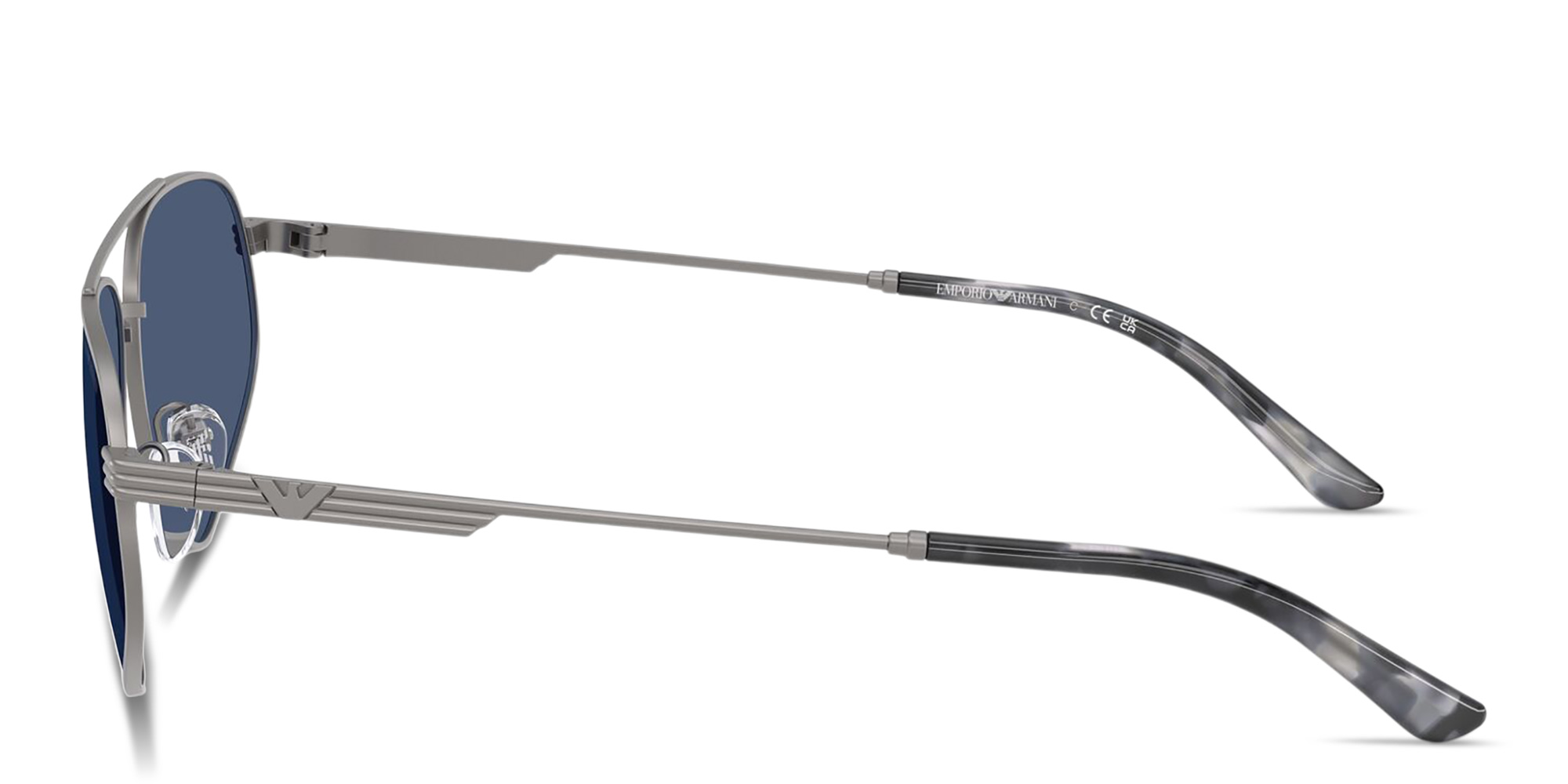 Shop Emporio Armani Eagle Logo Pilot Sunglasses in Gunmetal online.