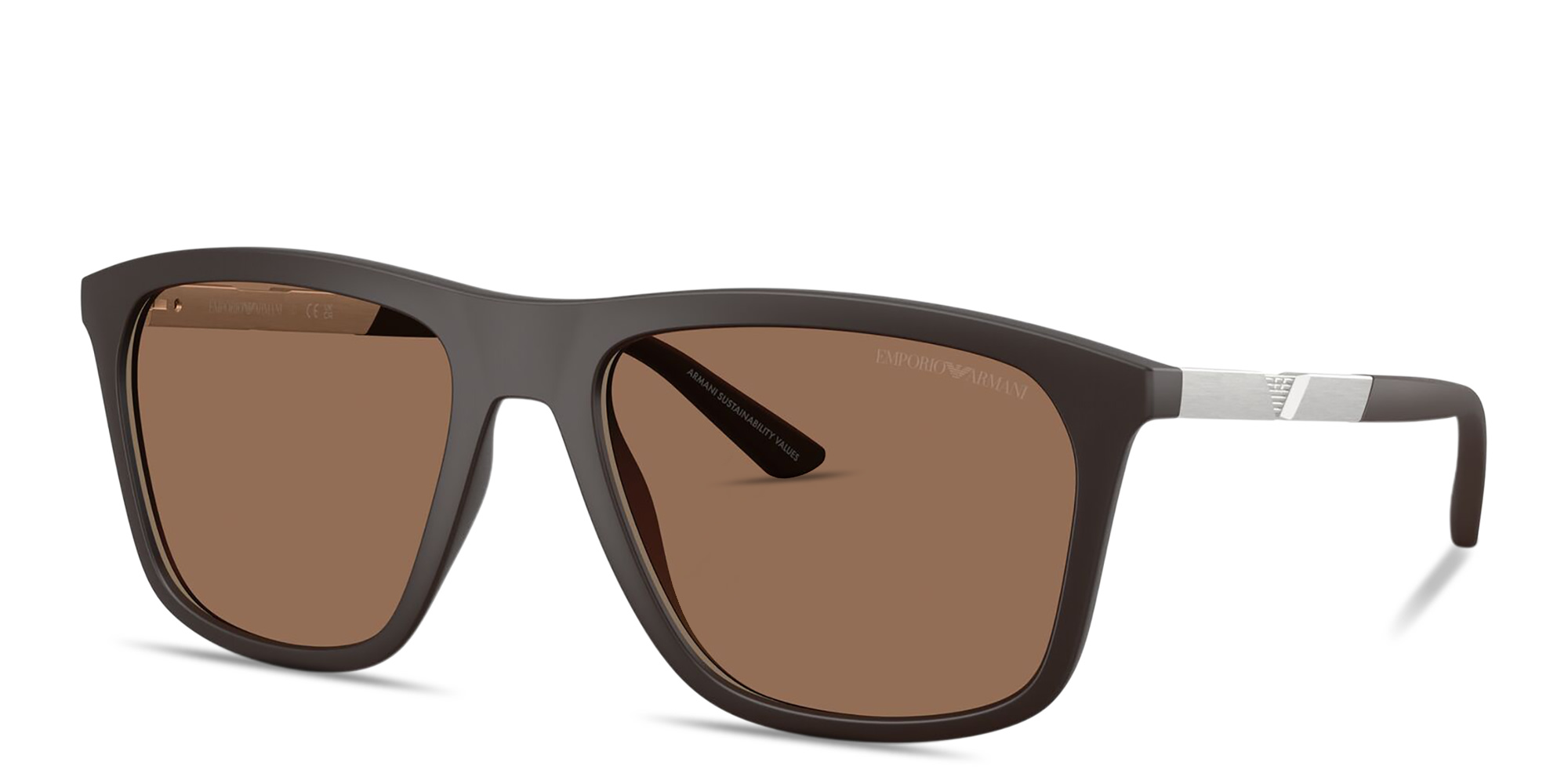 Emporio Armani Eagle Logo Square Sunglasses in Brown – Product Photo 2