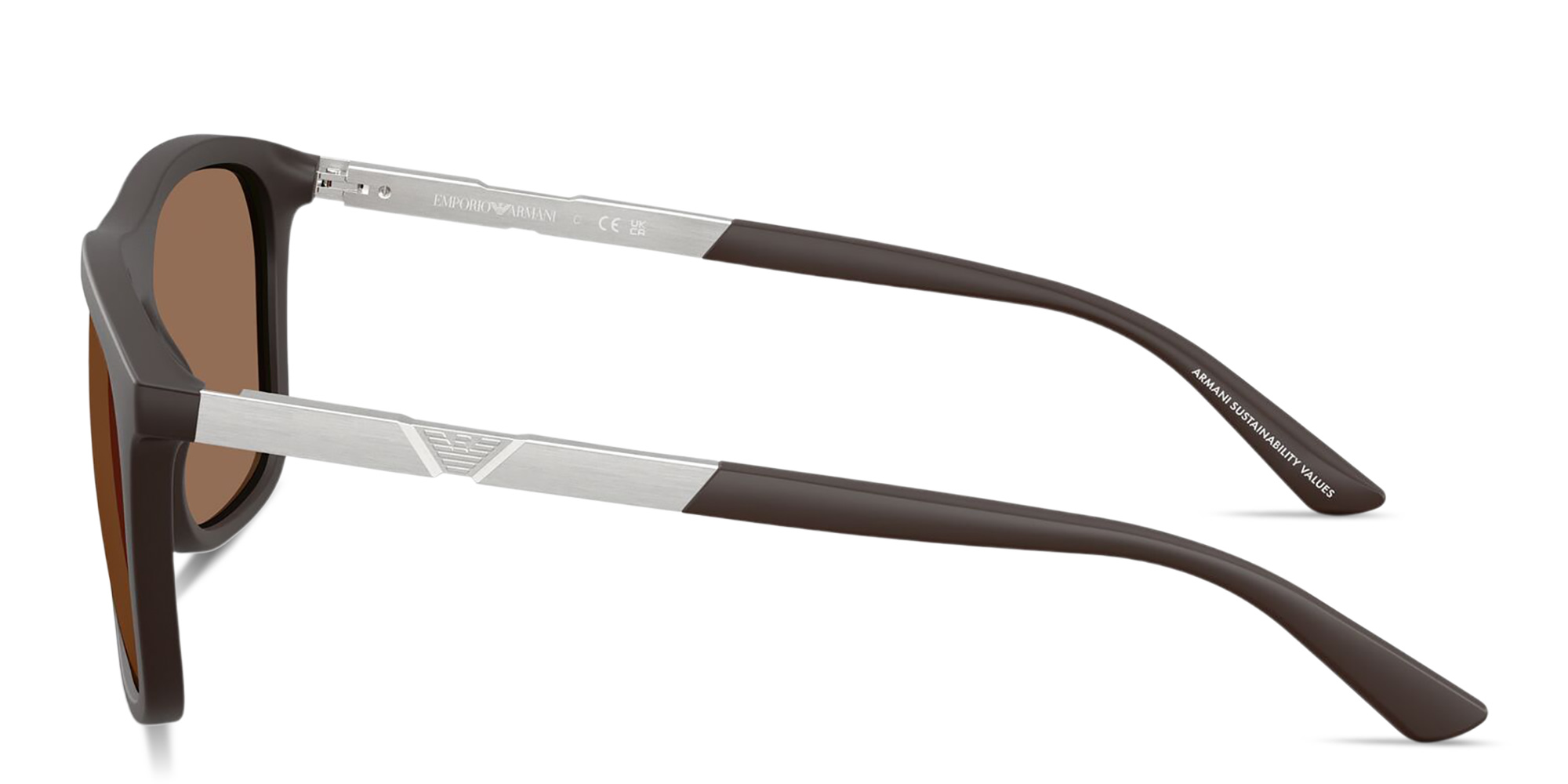 Emporio Armani Eagle Logo Square Sunglasses in Brown – Product Photo 3