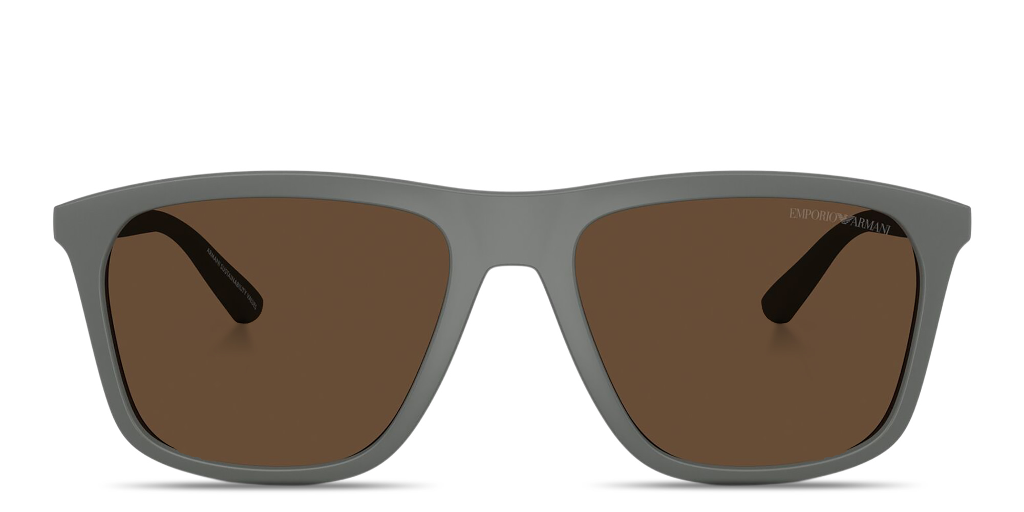 Shop Emporio Armani Eagle Logo Square Sunglasses in Grey online.