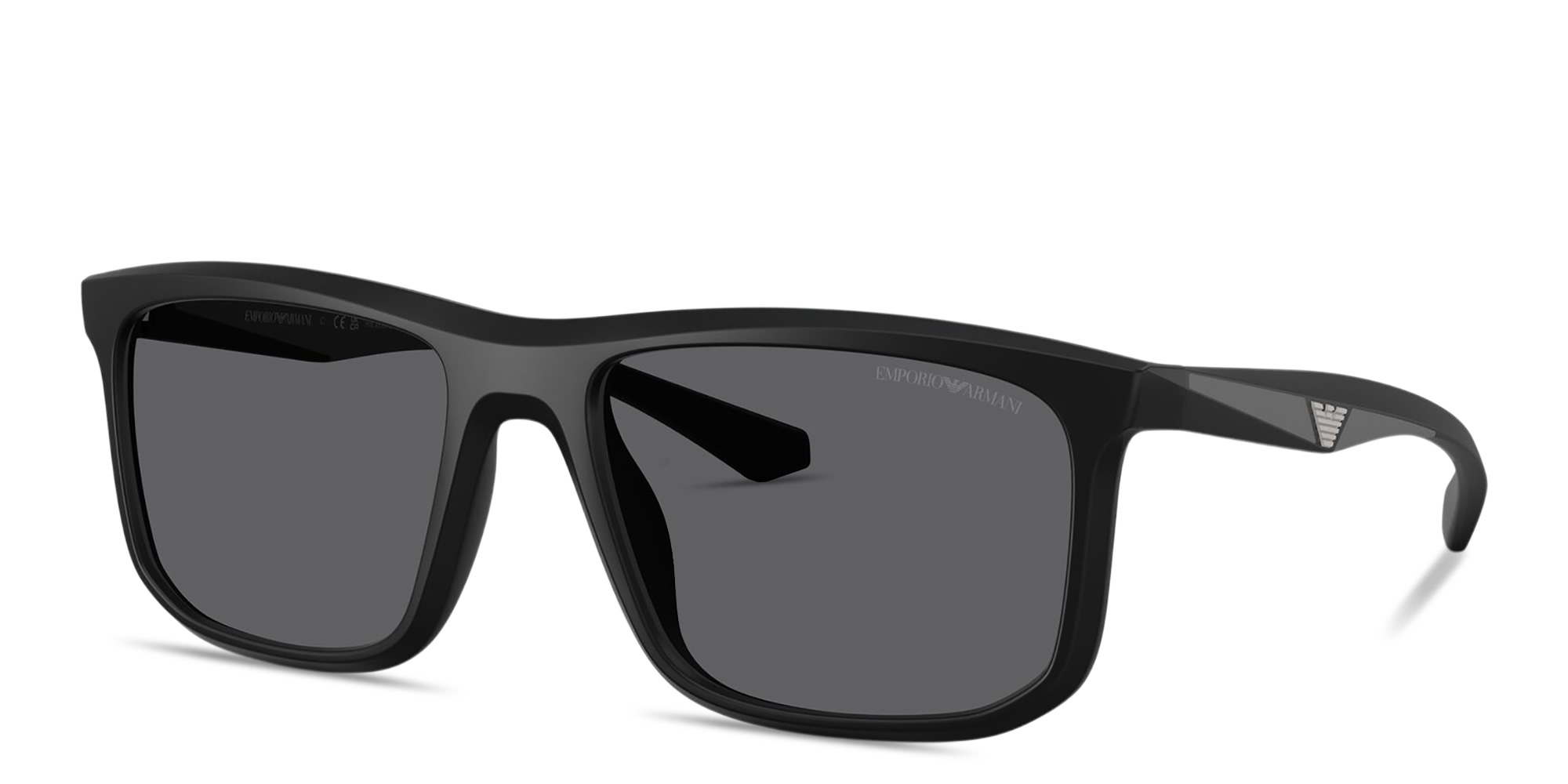 Shop Emporio Armani Eagle Logo Square Sunglasses in Black online.