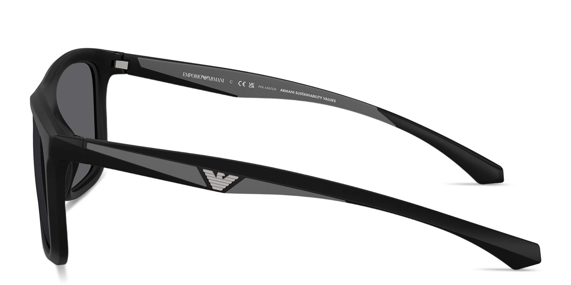 Shop Emporio Armani Eagle Logo Square Sunglasses in Black online.