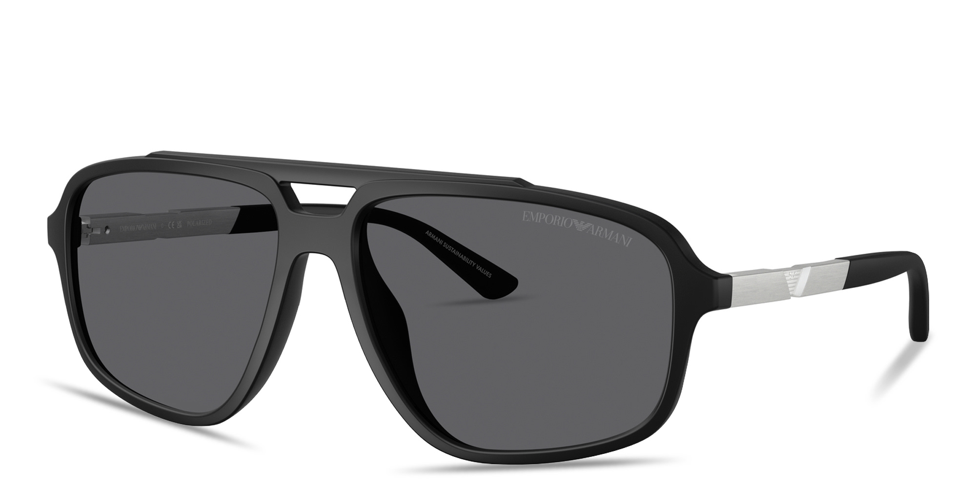 Emporio Armani Modern Pilot Sunglasses in Matte Black – Product Photo 2