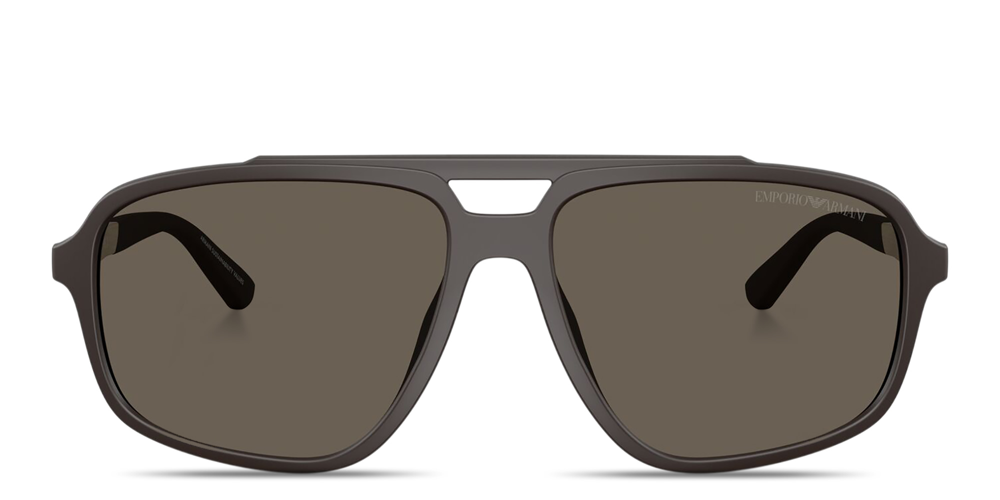 Shop Emporio Armani Eagle Logo Pilot Sunglasses in Dark Brown online.