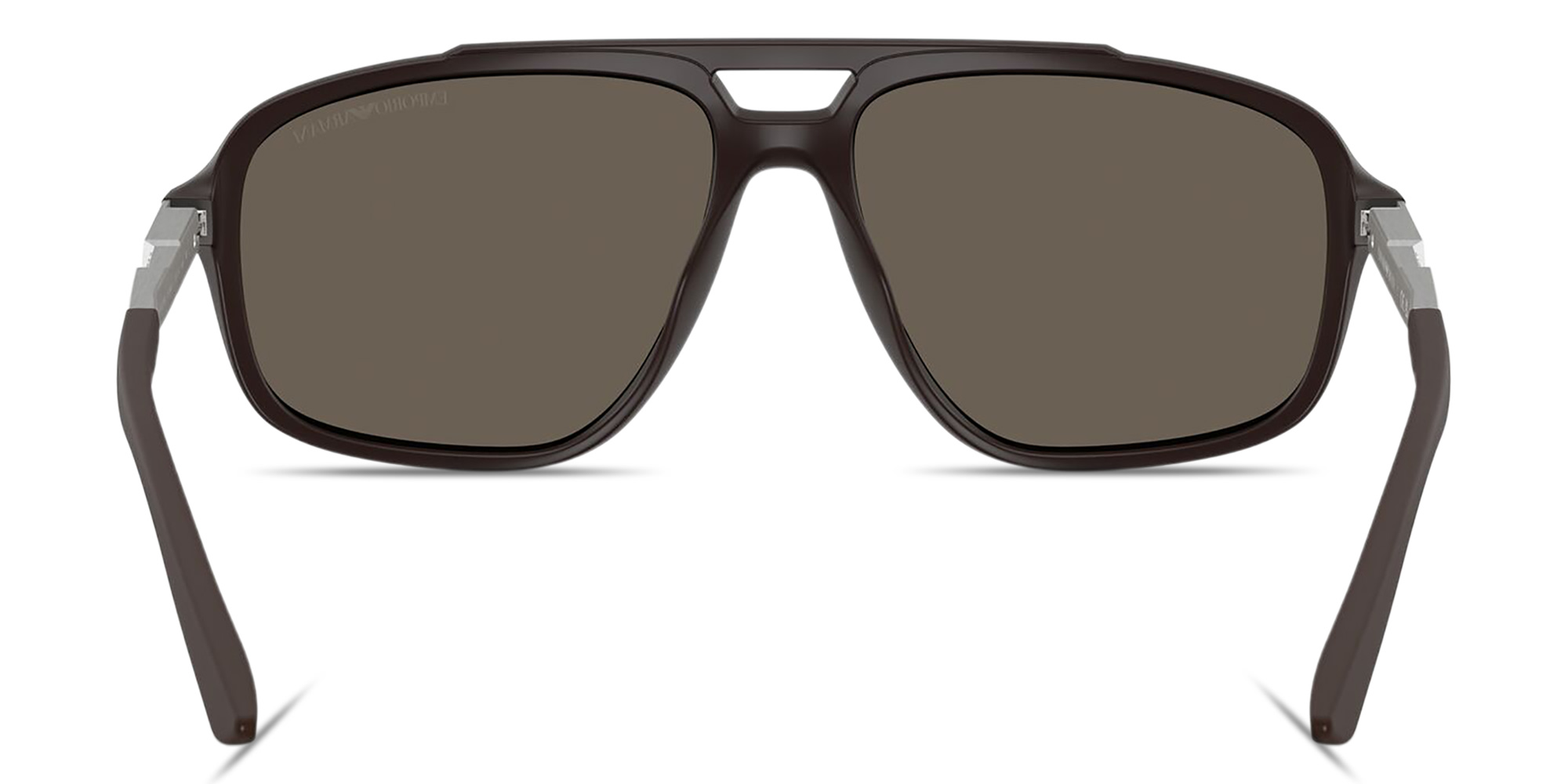 Shop Emporio Armani Eagle Logo Pilot Sunglasses in Dark Brown online.