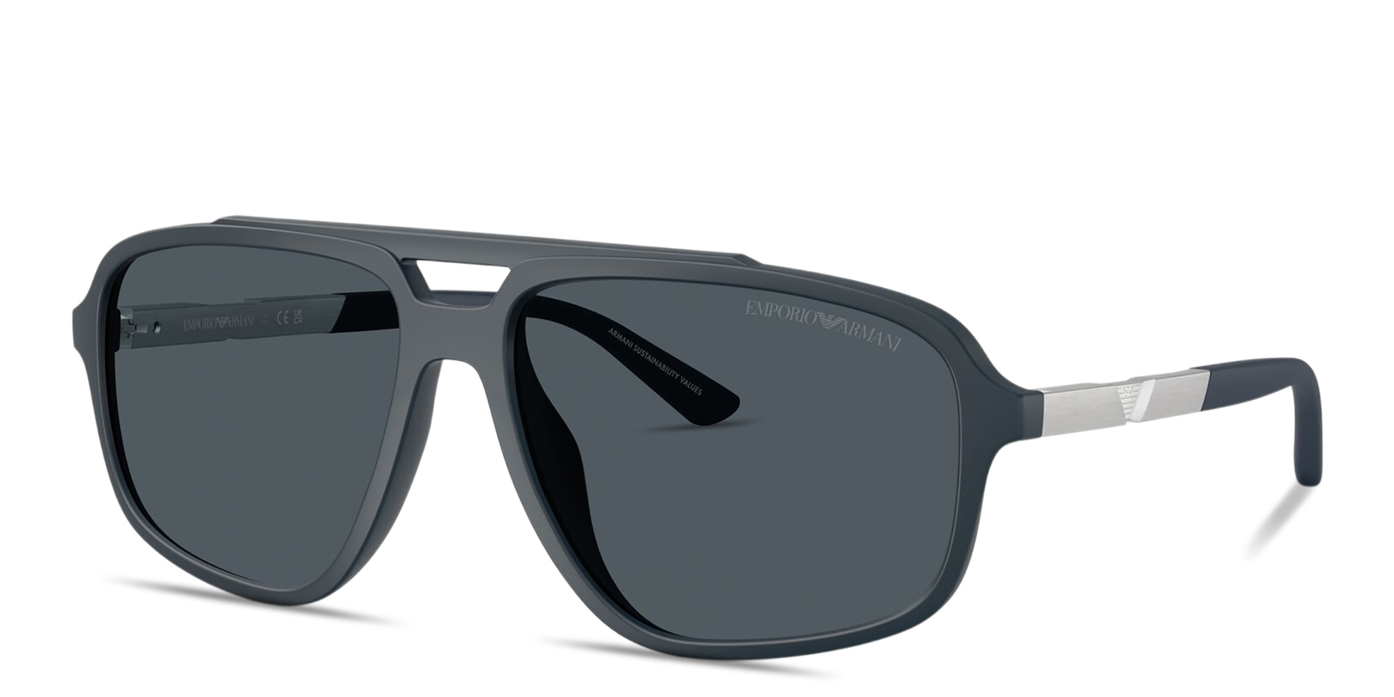 Emporio Armani Eagle Logo Pilot Sunglasses in Blue – Product Photo 2